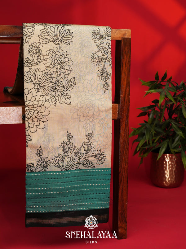 Cream Chanderi Saree