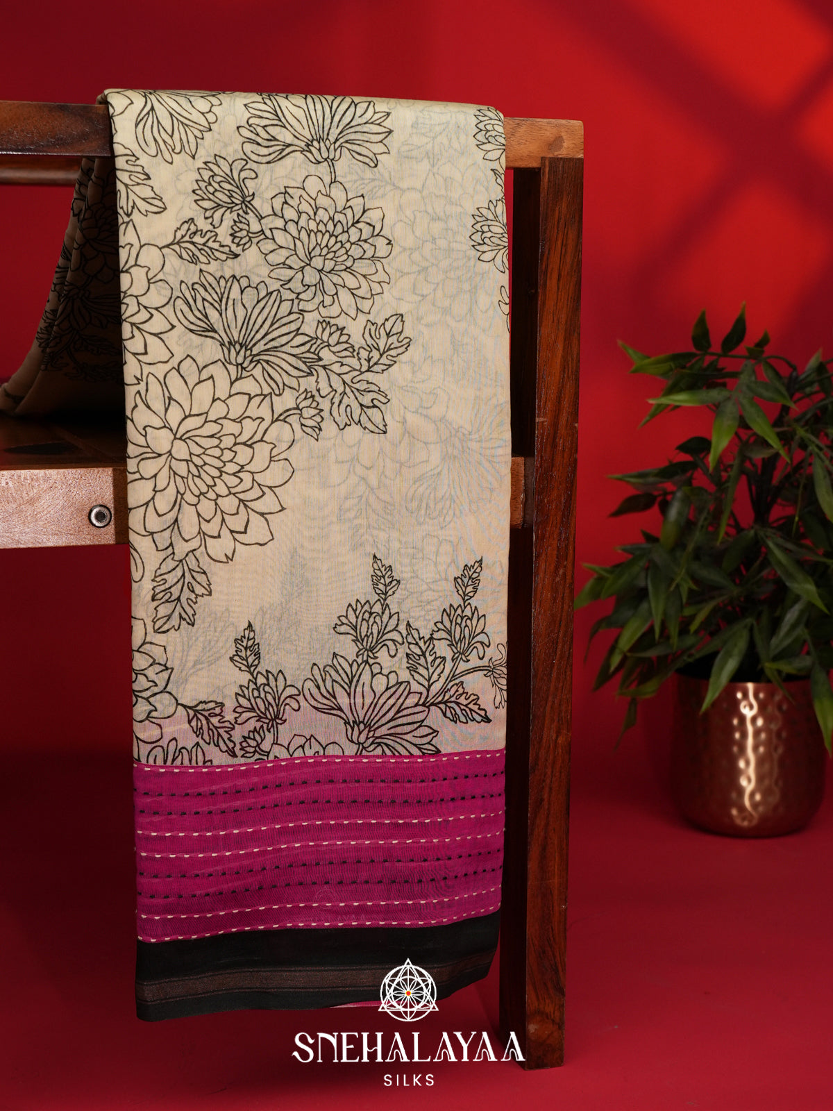 Cream Chanderi Saree