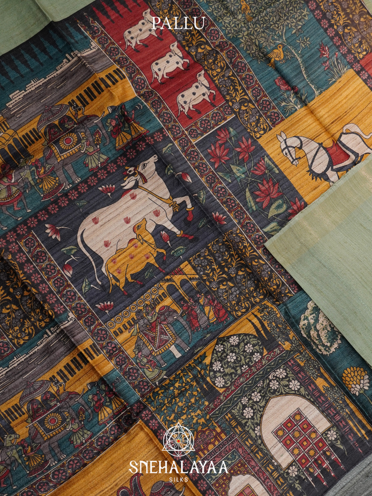 Sage Green Dupion Silk Saree