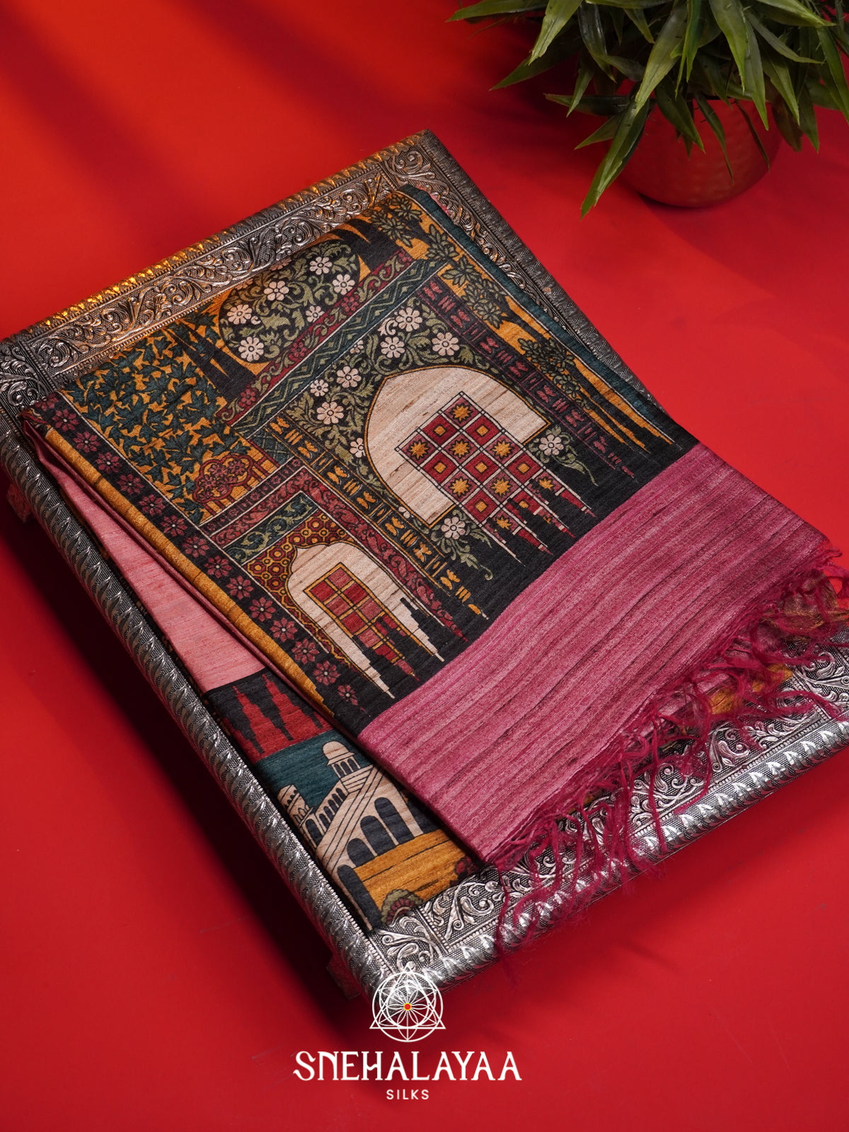 Pink Dupion Silk Saree