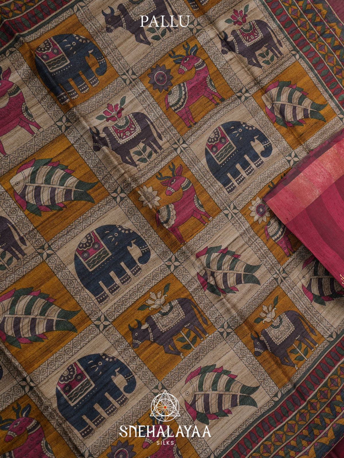 Maroon Matka Tussar Saree