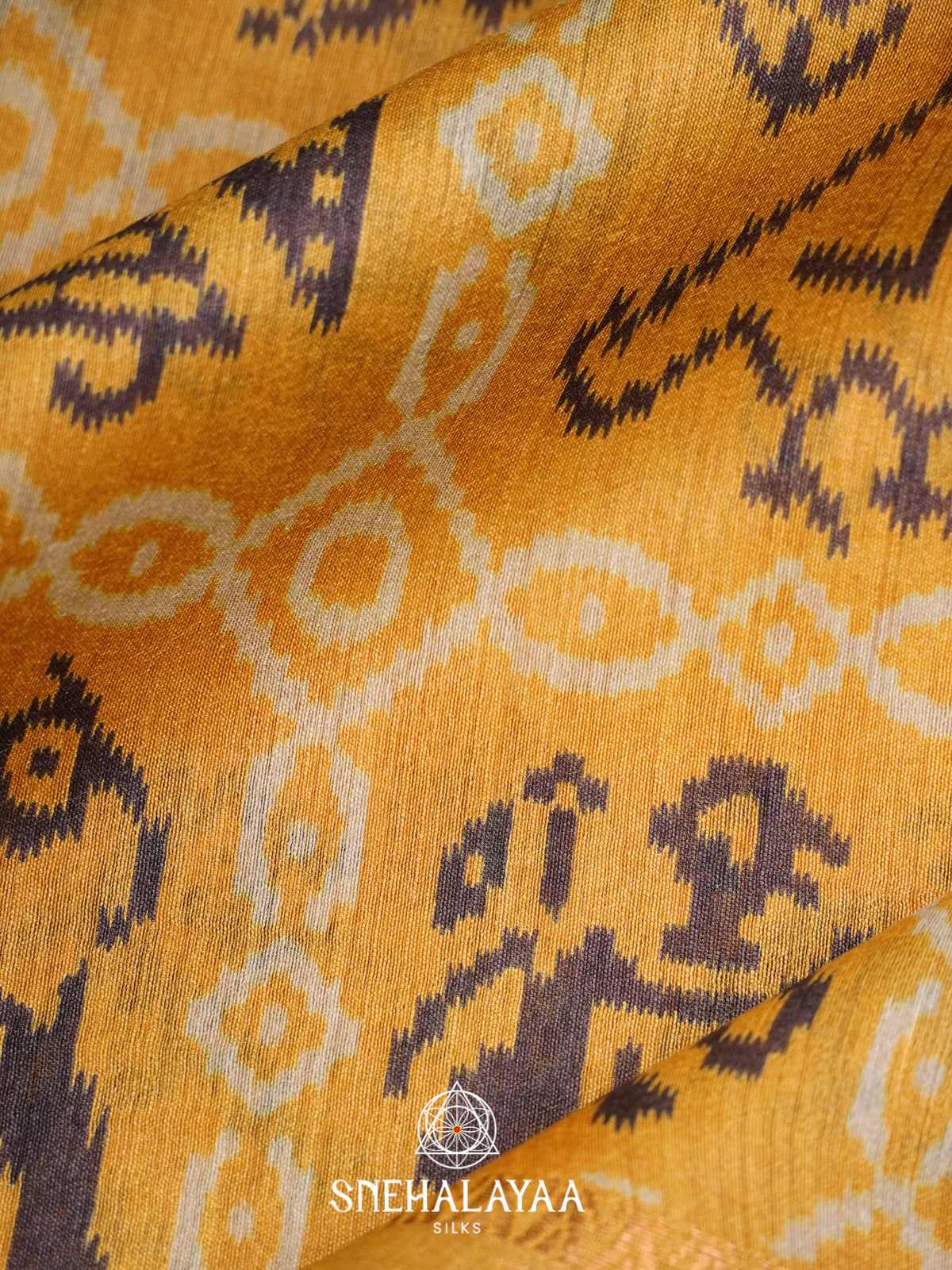 Mustard Yellow Tussar Silk Saree