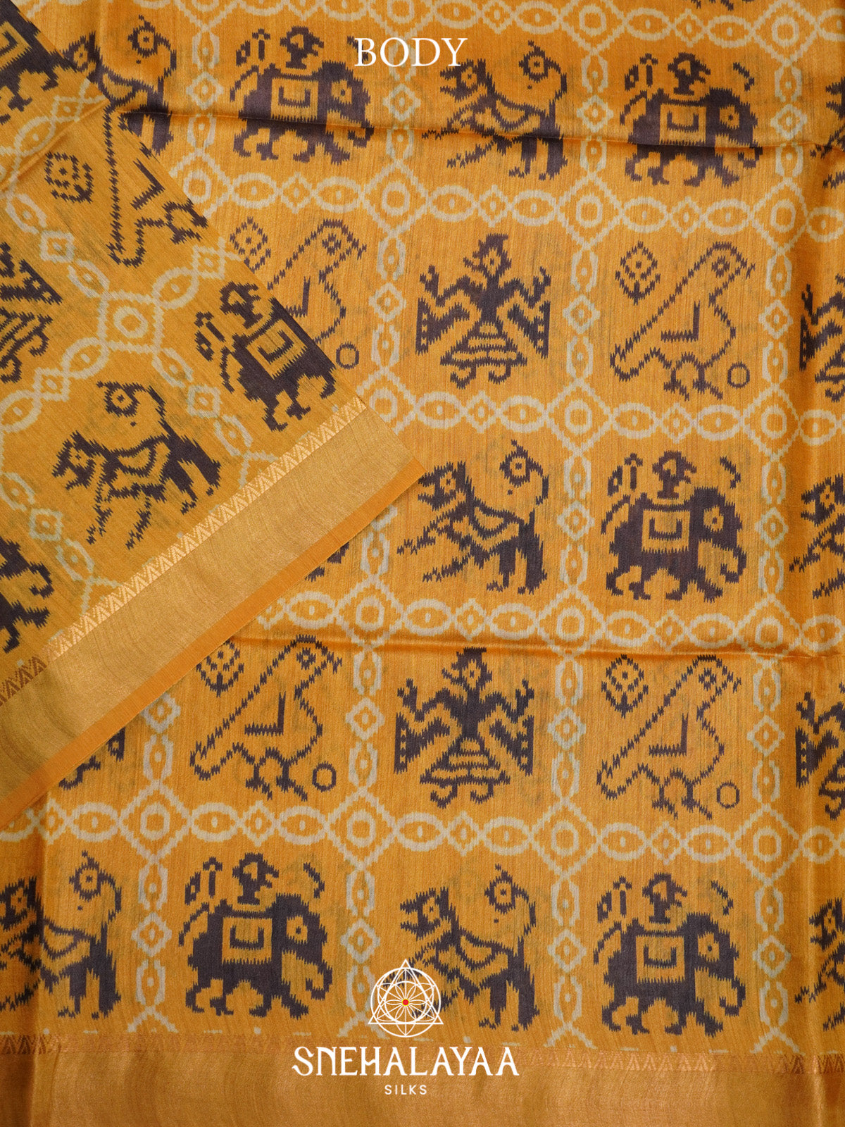 Mustard Yellow Tussar Silk Saree