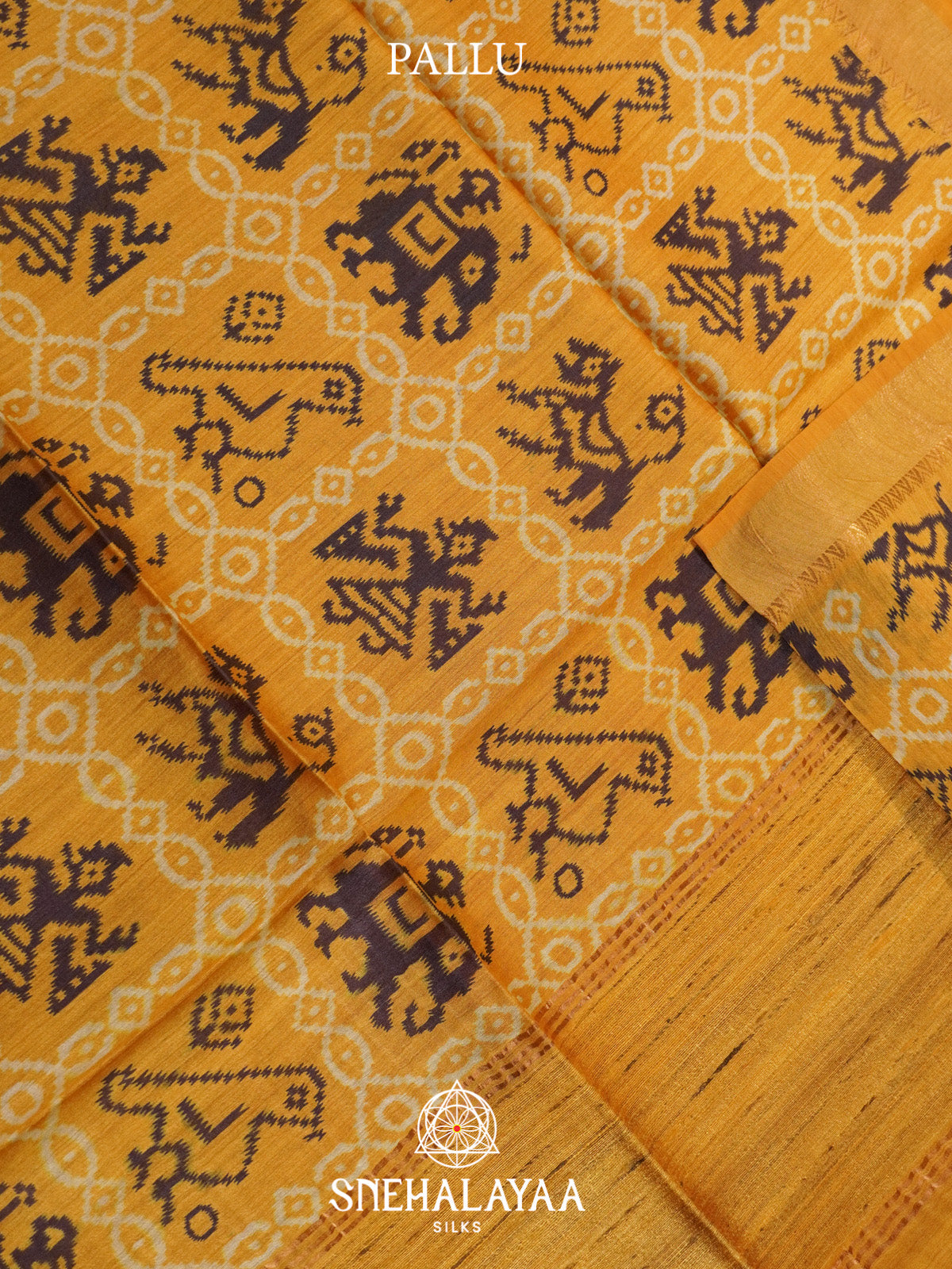 Mustard Yellow Tussar Silk Saree