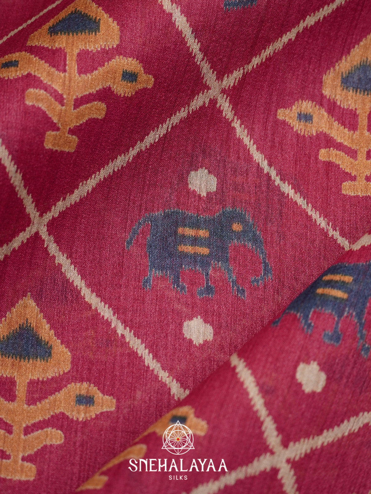 Magenta Tussar Silk Saree