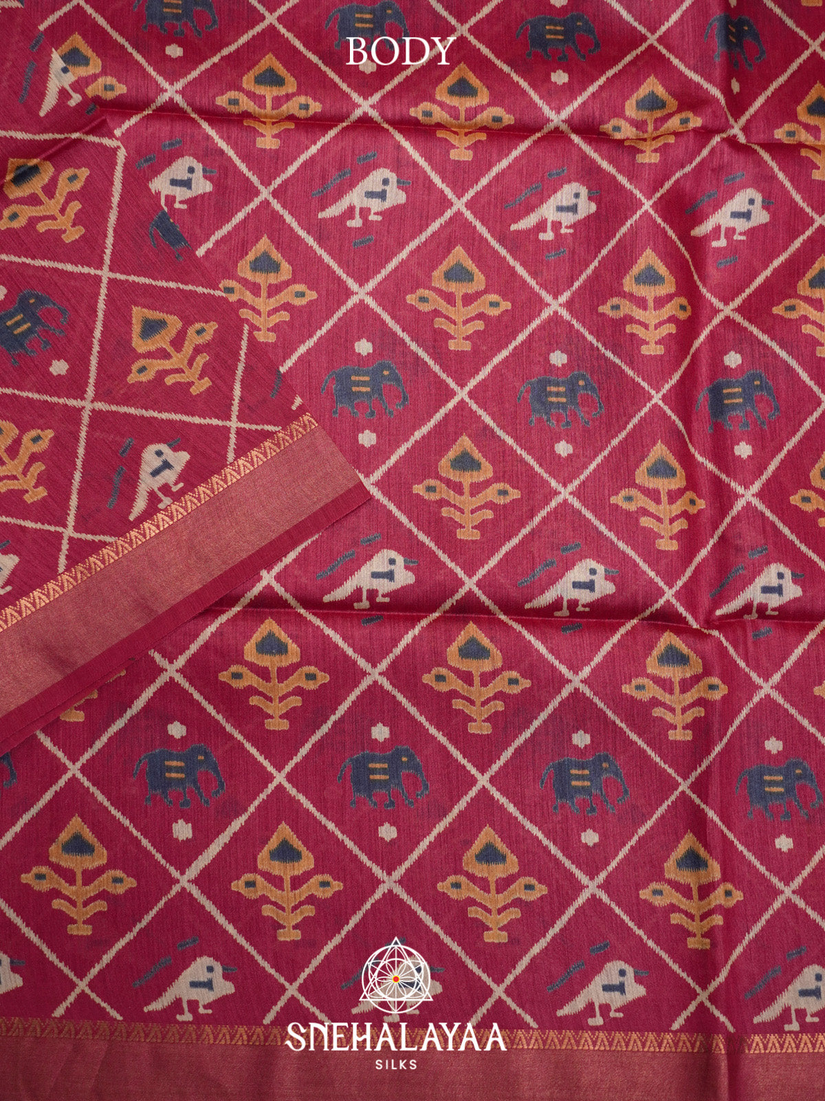 Magenta Tussar Silk Saree