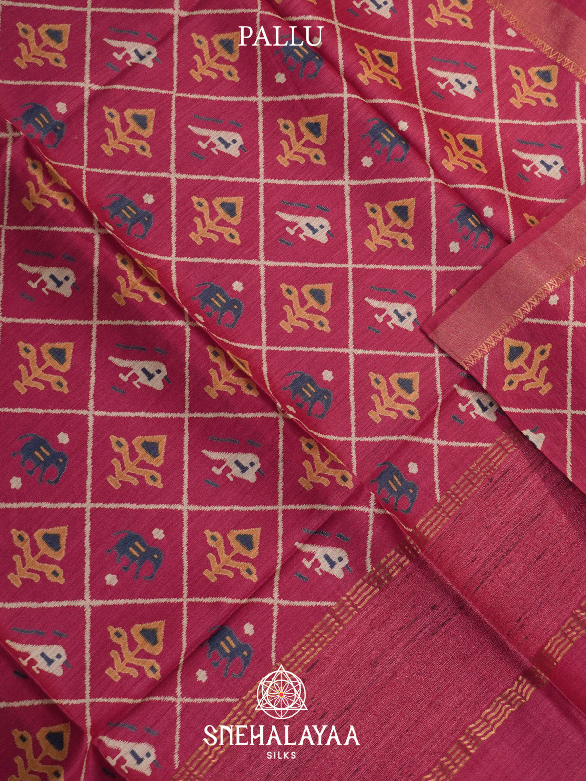 Magenta Tussar Silk Saree