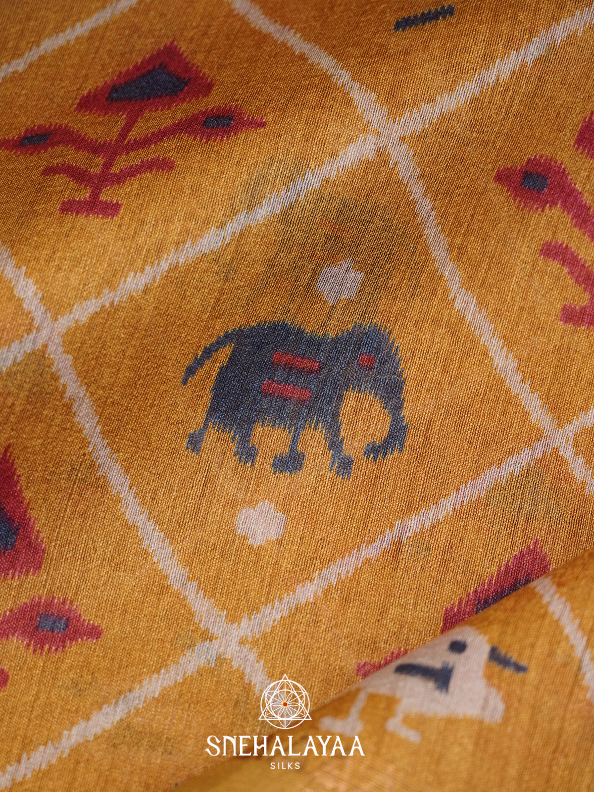 Mustard Tussar Silk Saree