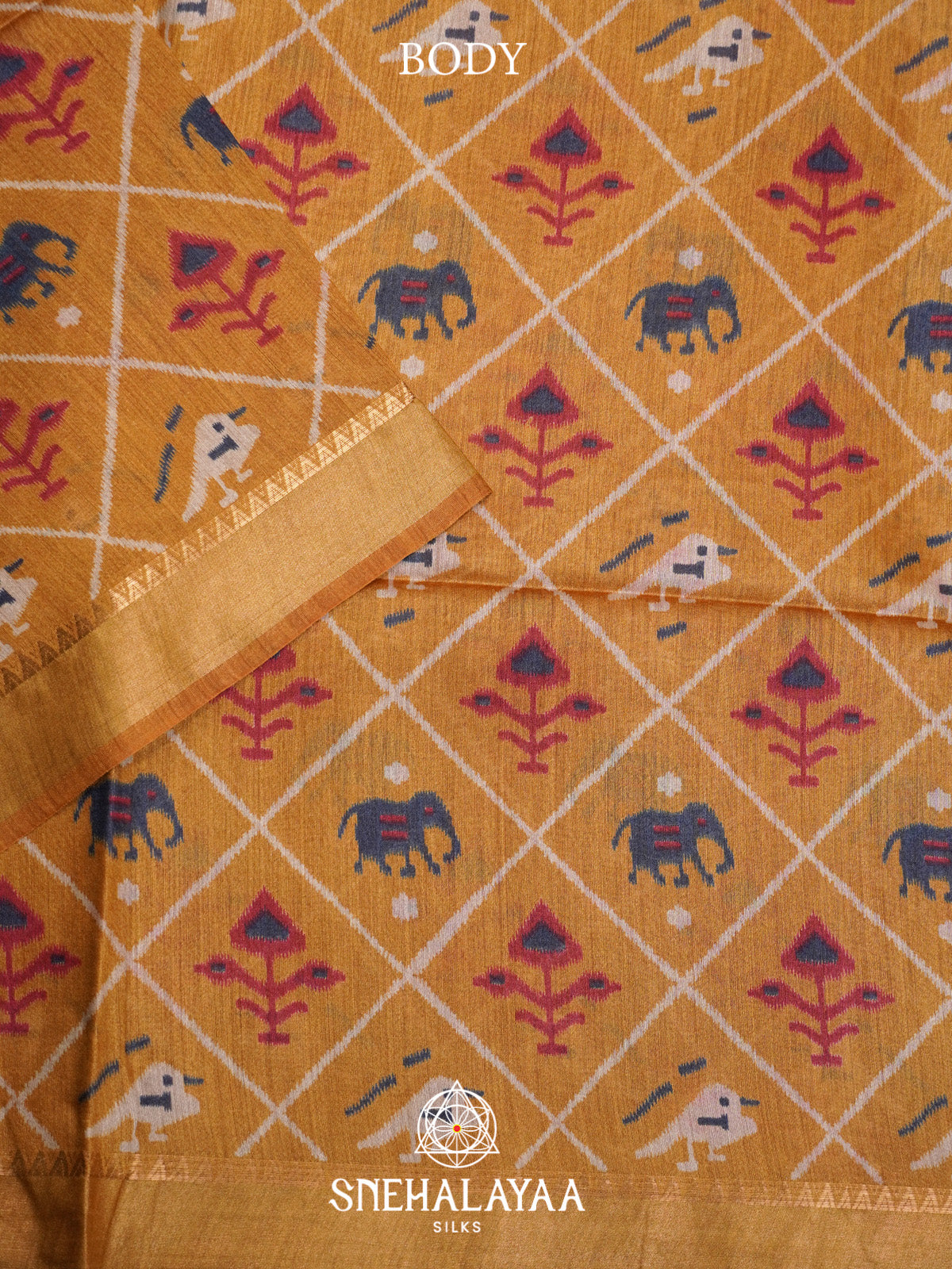 Mustard Tussar Silk Saree
