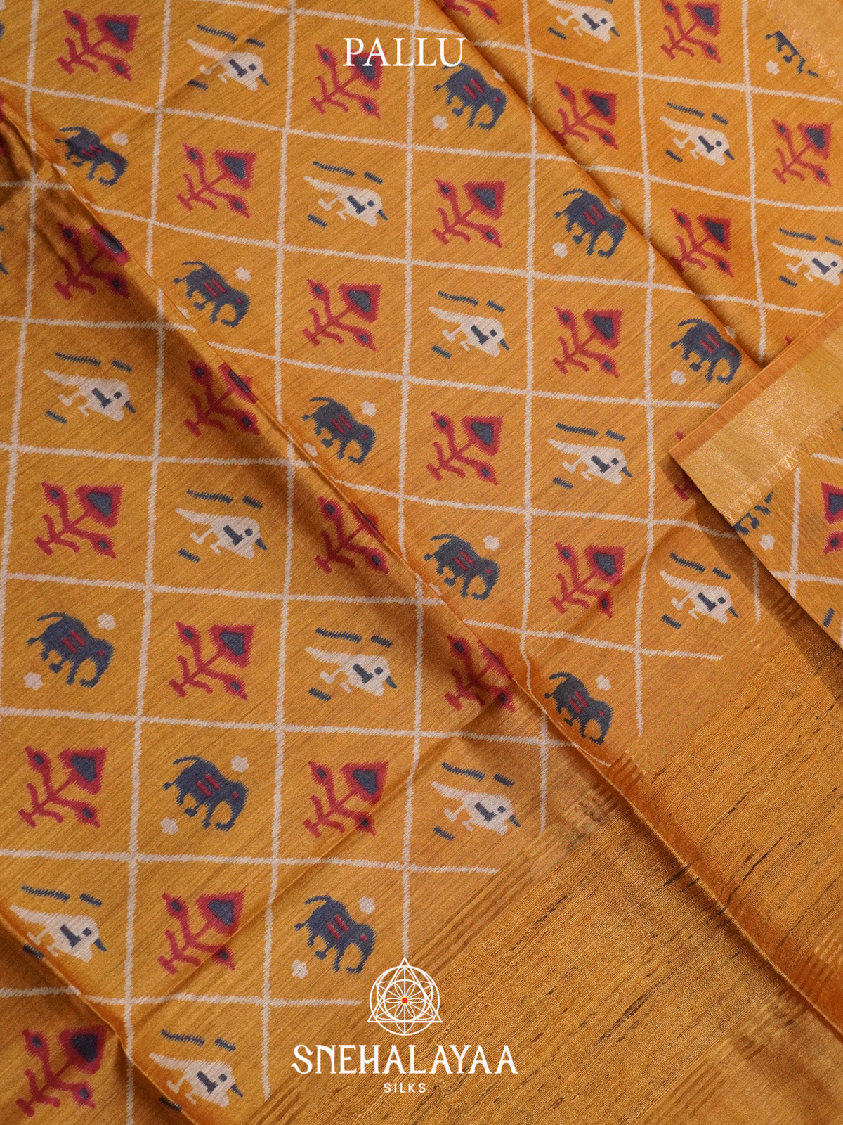 Mustard Tussar Silk Saree