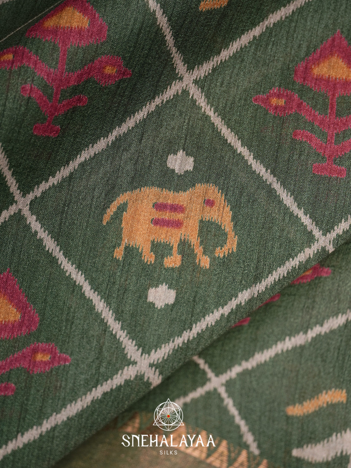 Green Tussar Silk Saree
