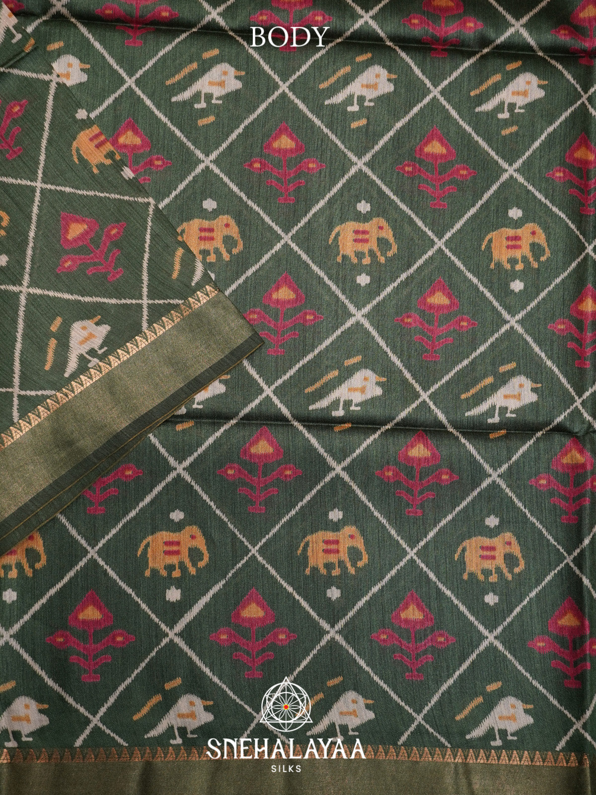 Green Tussar Silk Saree