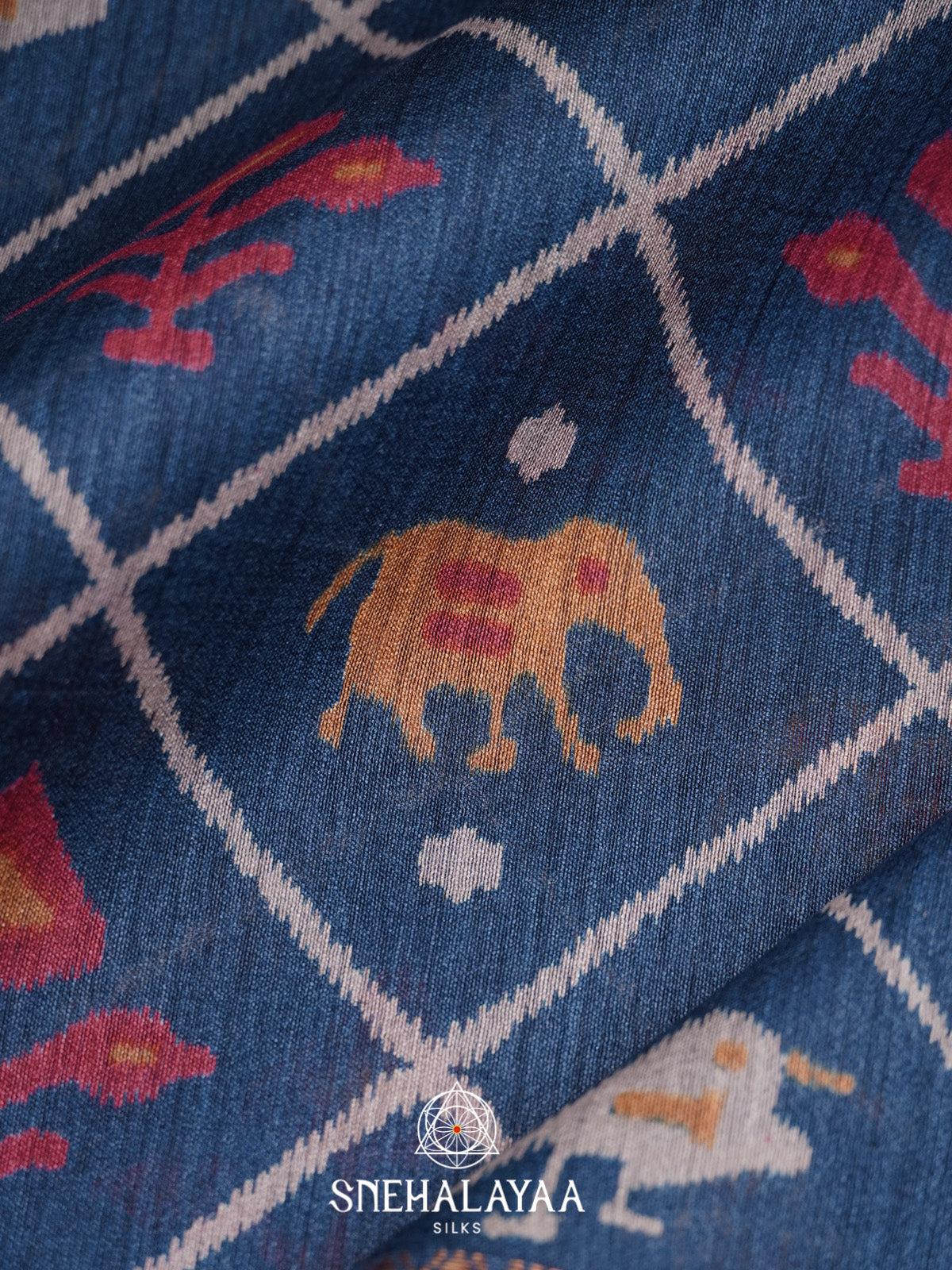 Blue Tussar Silk Saree