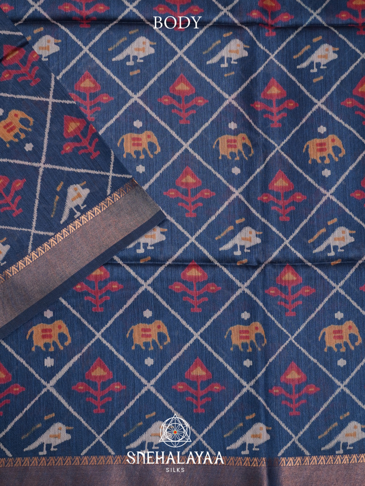 Blue Tussar Silk Saree