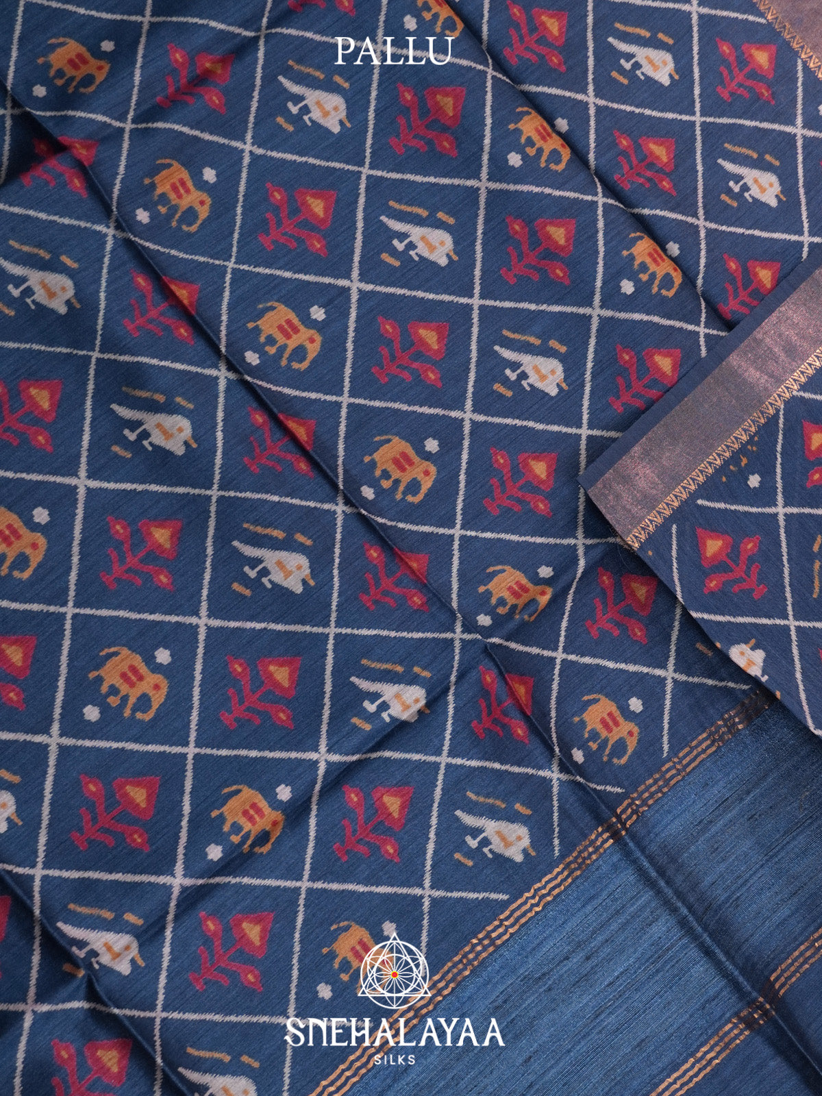 Blue Tussar Silk Saree