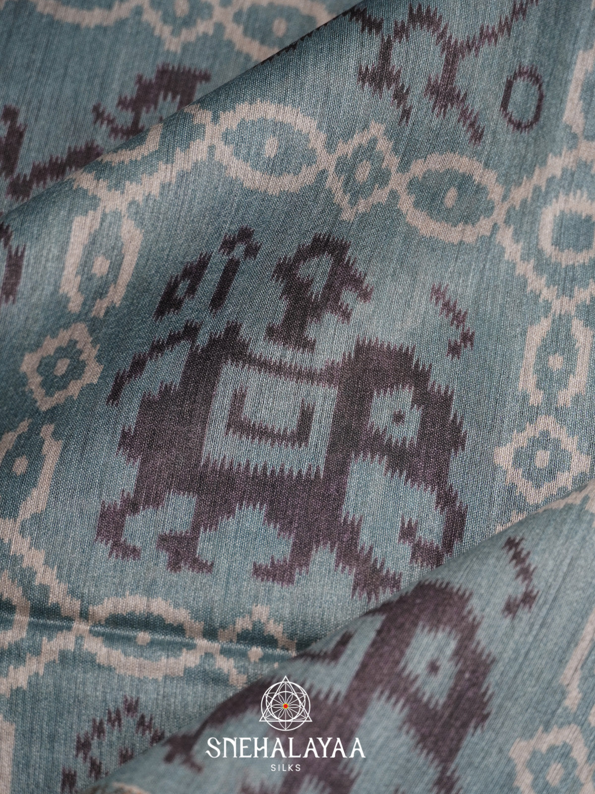 Grey Tussar Silk Saree