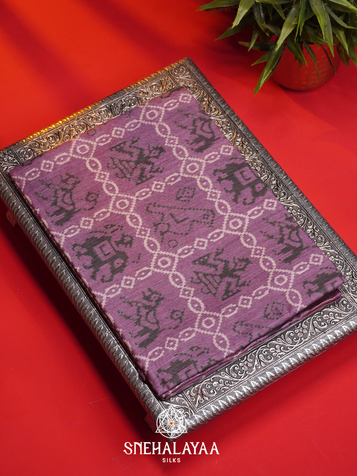 Purple Tussar Silk Saree