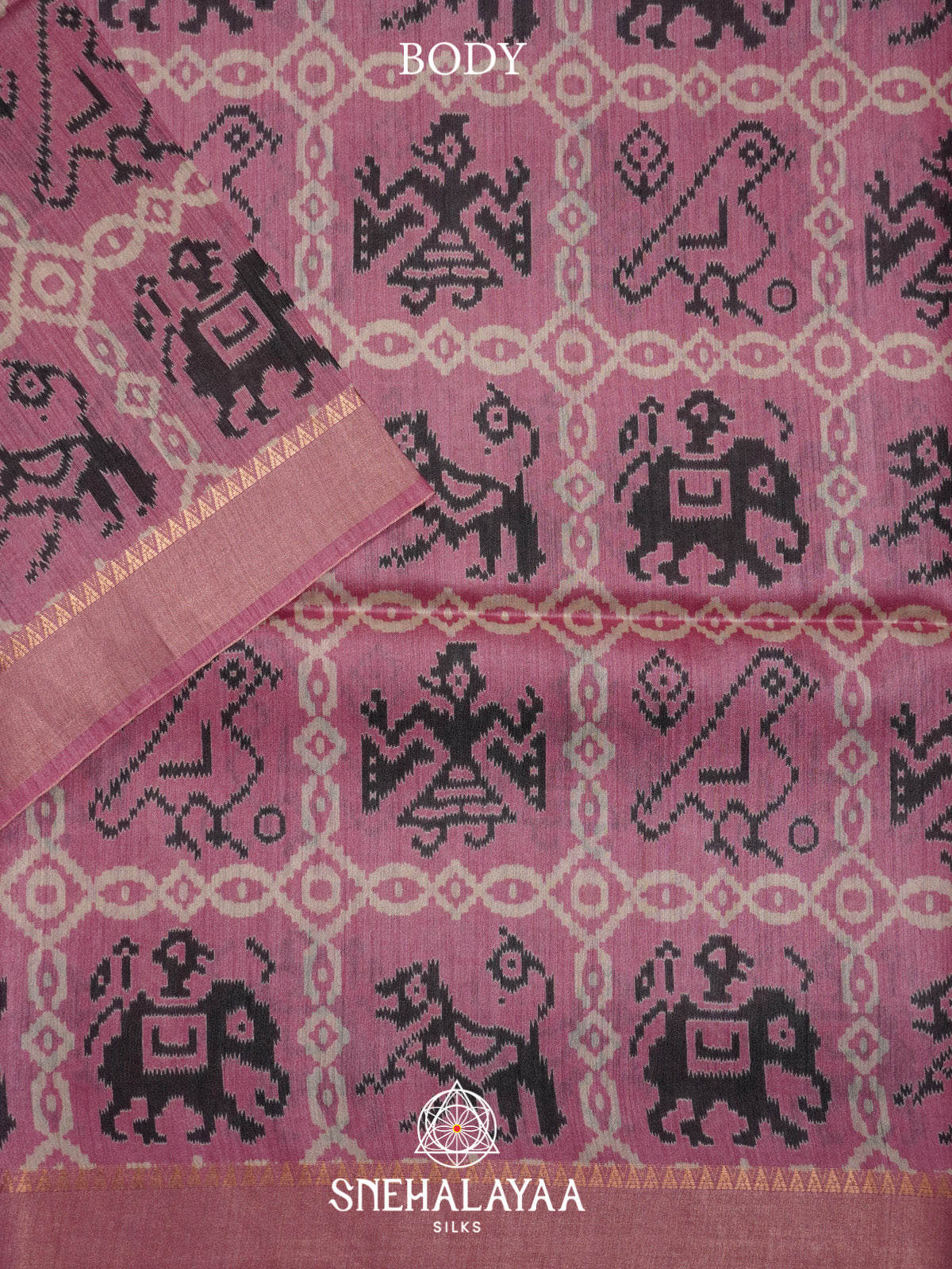Baby Pink Tussar Silk Saree