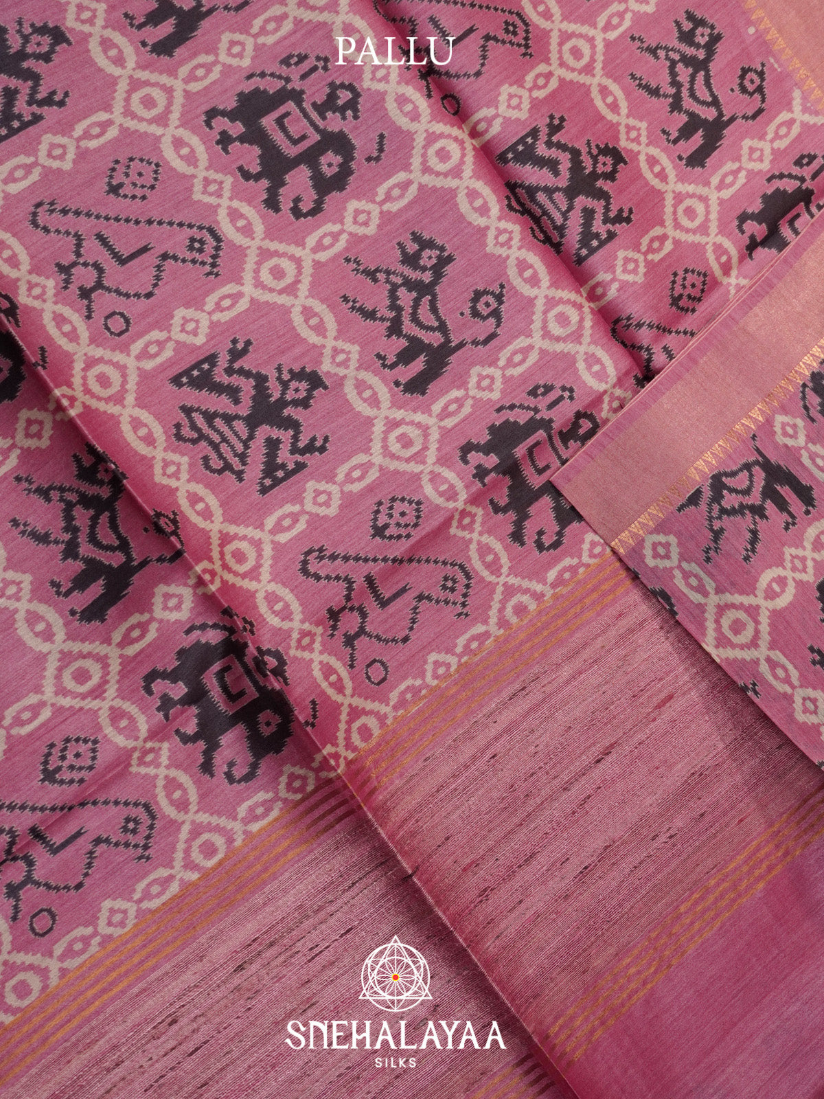 Baby Pink Tussar Silk Saree