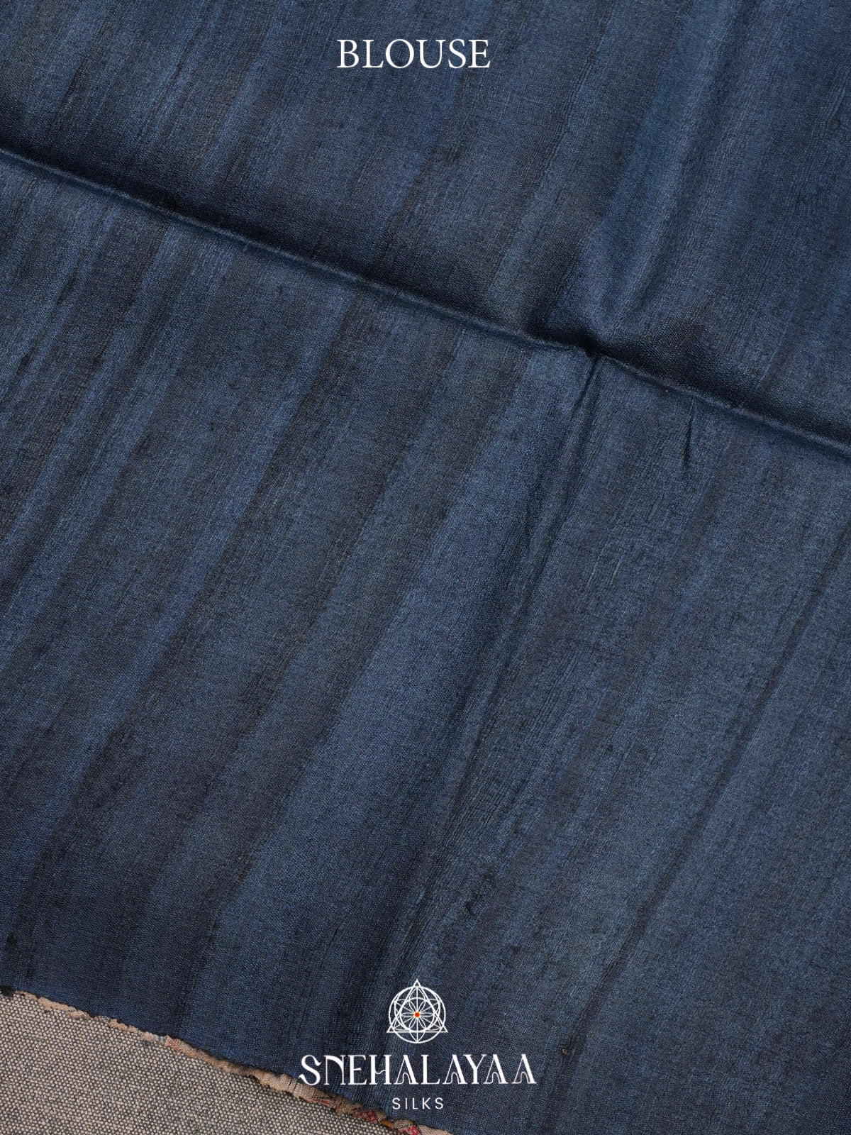 Ink Blue Madhubani Tussar Saree