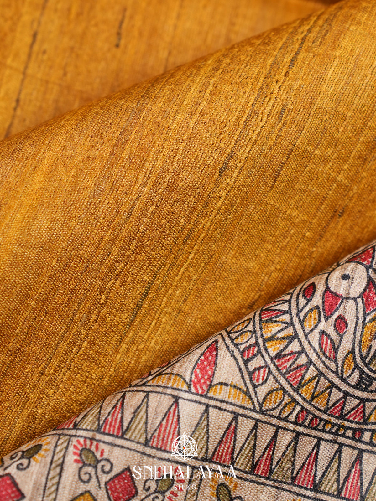 Mango Yellow Madhubani Tussar Saree