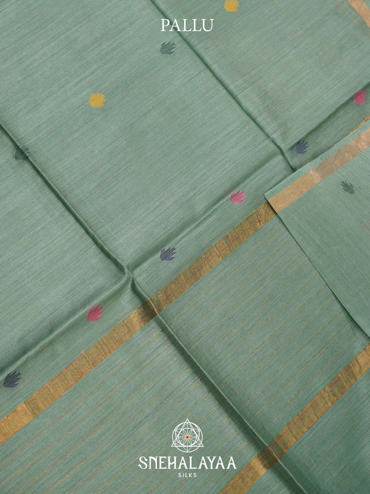 Seafoam Green Matka Tussar Silk Saree