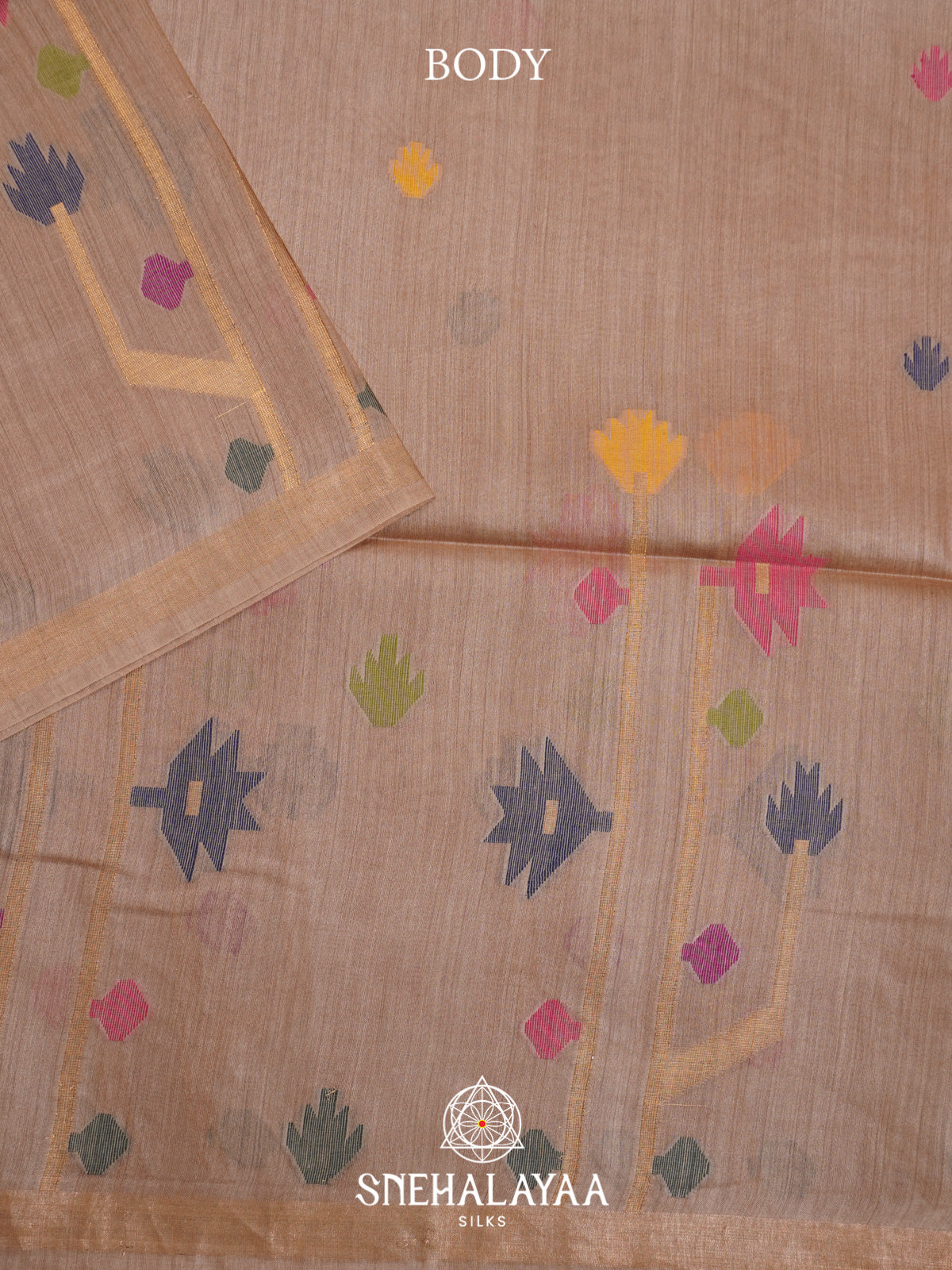 Peach Matka Tussar Silk Saree