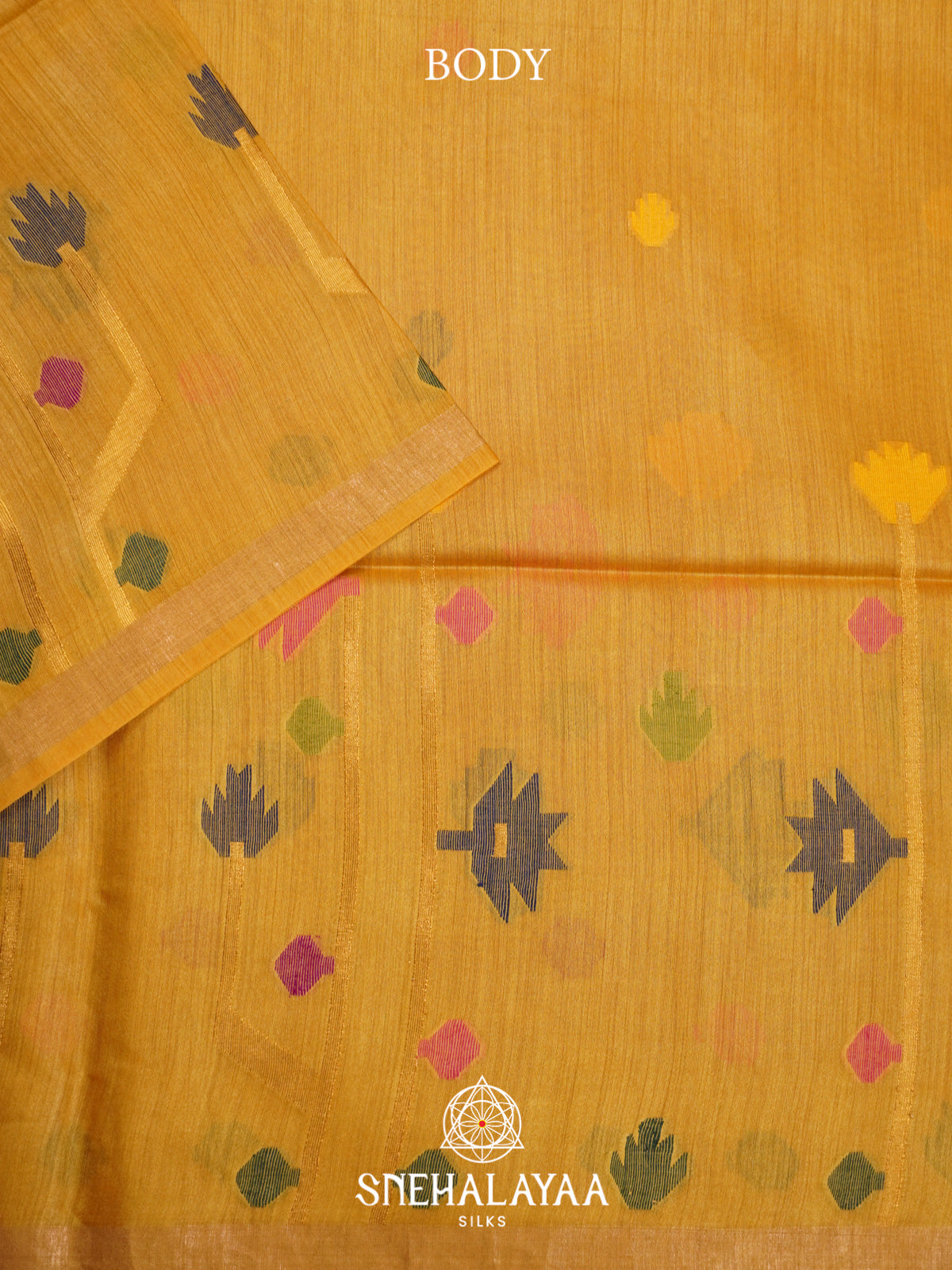 Mustard Yellow Matka Tussar Silk Saree