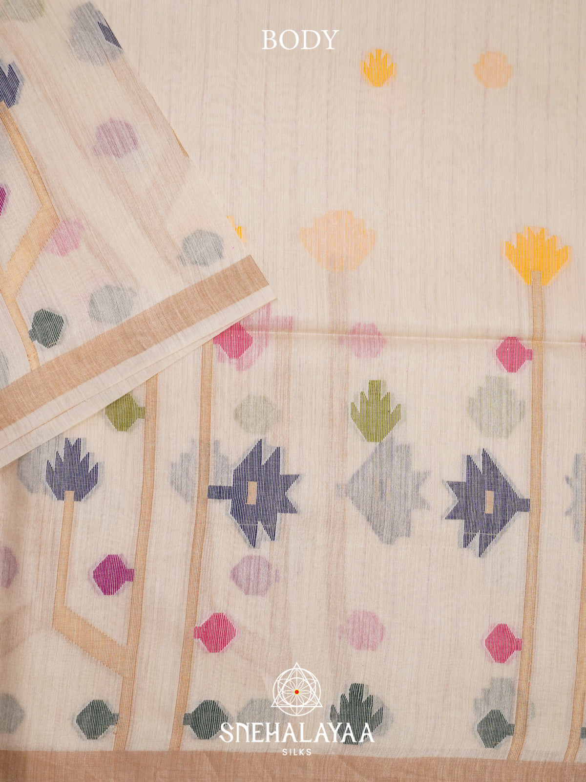 Ivory Matka Tussar Silk Saree