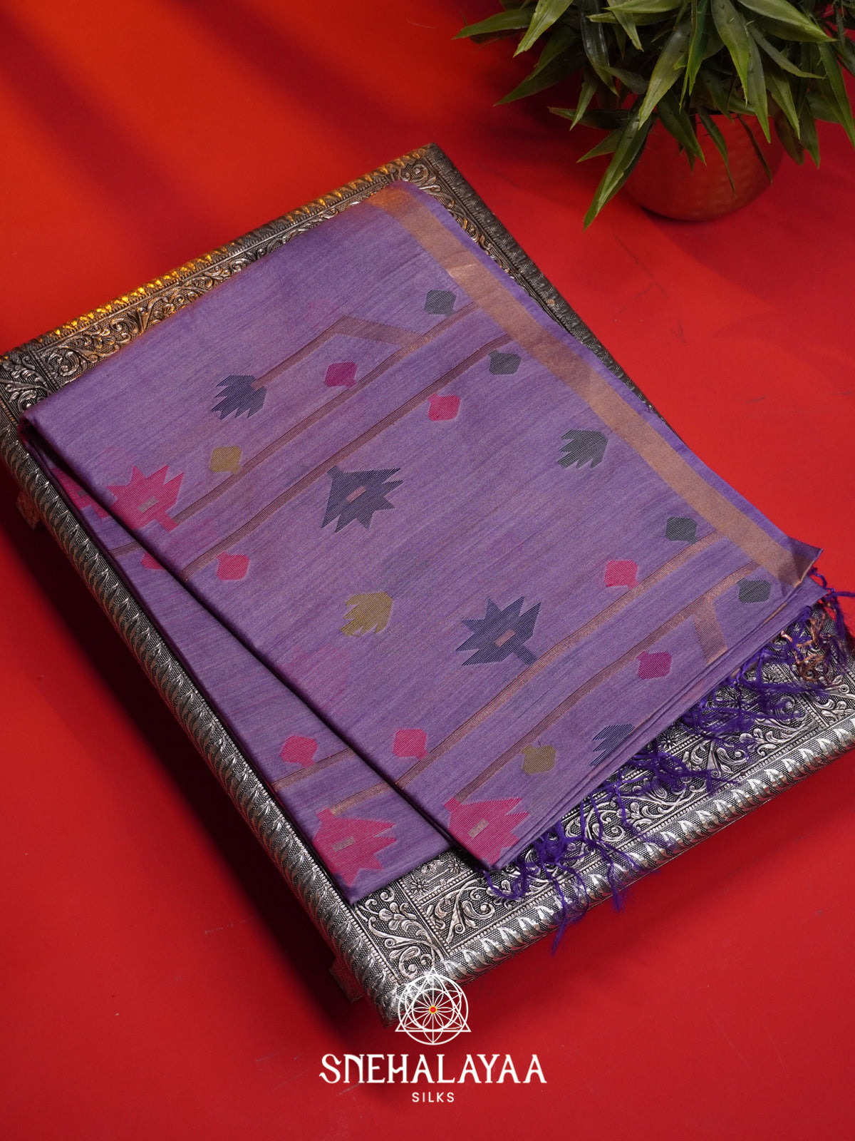 Lavender Matka Tussar Silk Saree