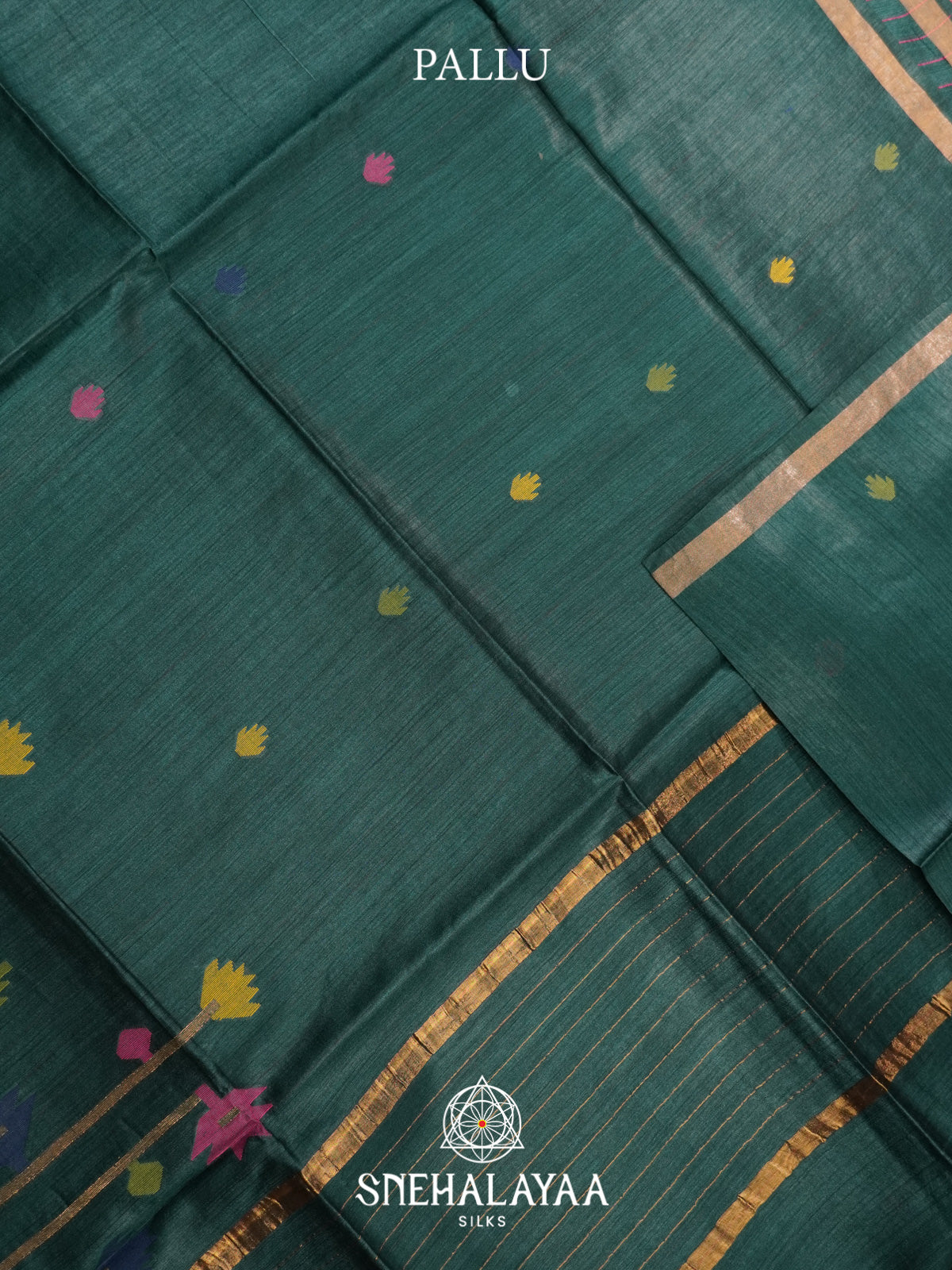 Teal Green Matka Tussar Silk Saree