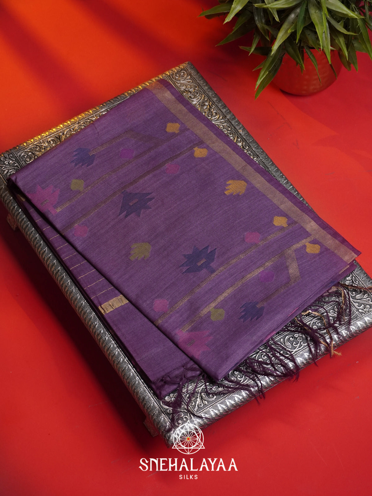 Purple Matka Tussar Silk Saree