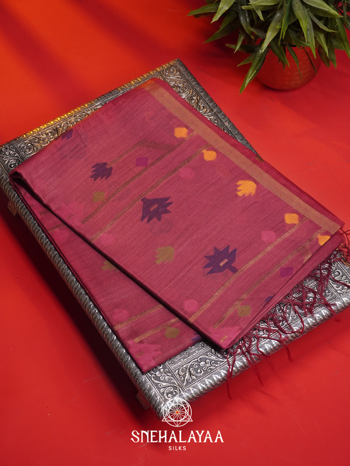 Magenta Pink Matka Tussar Silk Saree