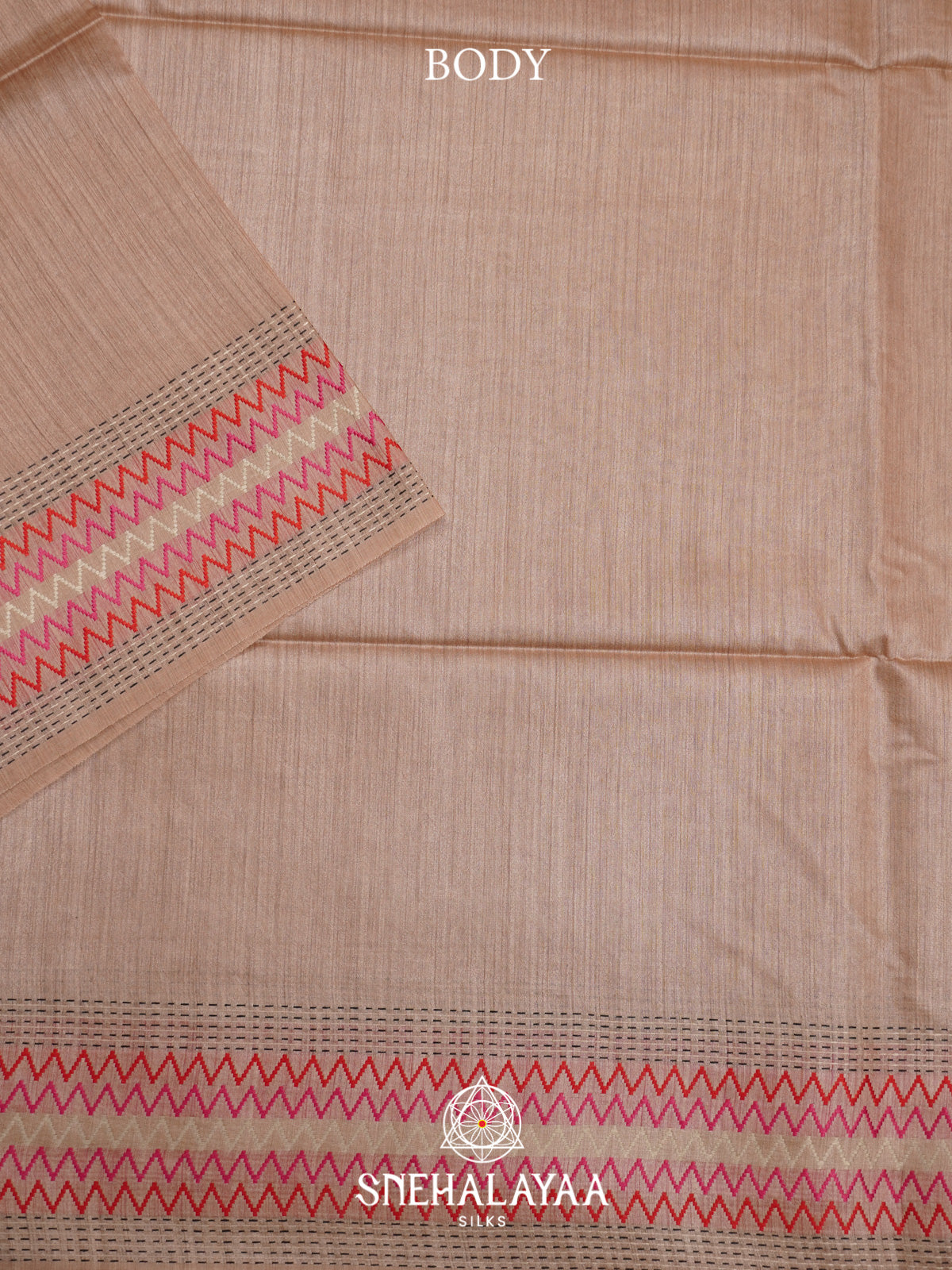 Beige Matka Tussar Silk Saree