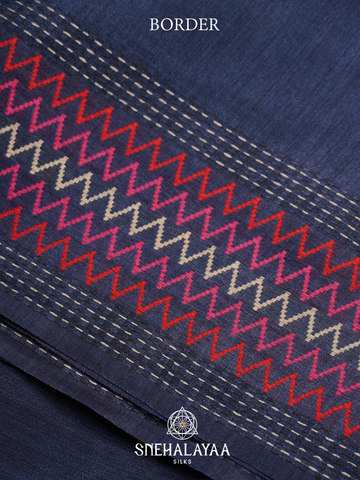 Navy Blue Matka Tussar Silk Saree
