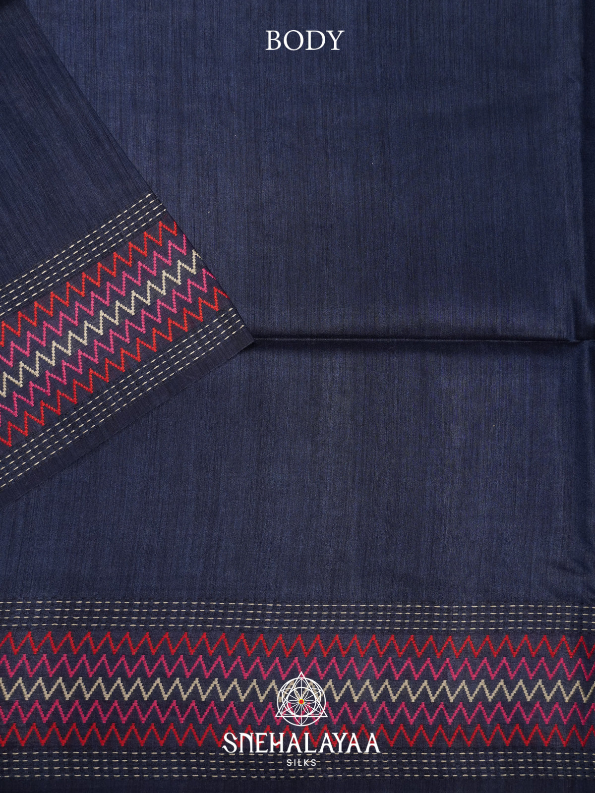 Navy Blue Matka Tussar Silk Saree