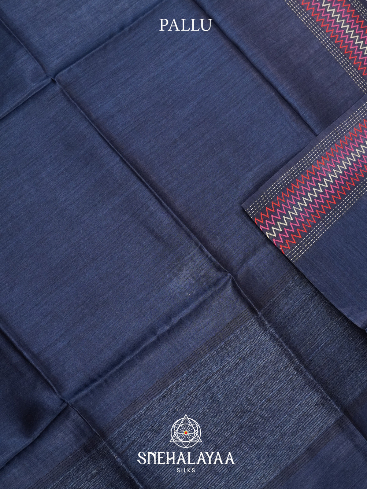 Navy Blue Matka Tussar Silk Saree