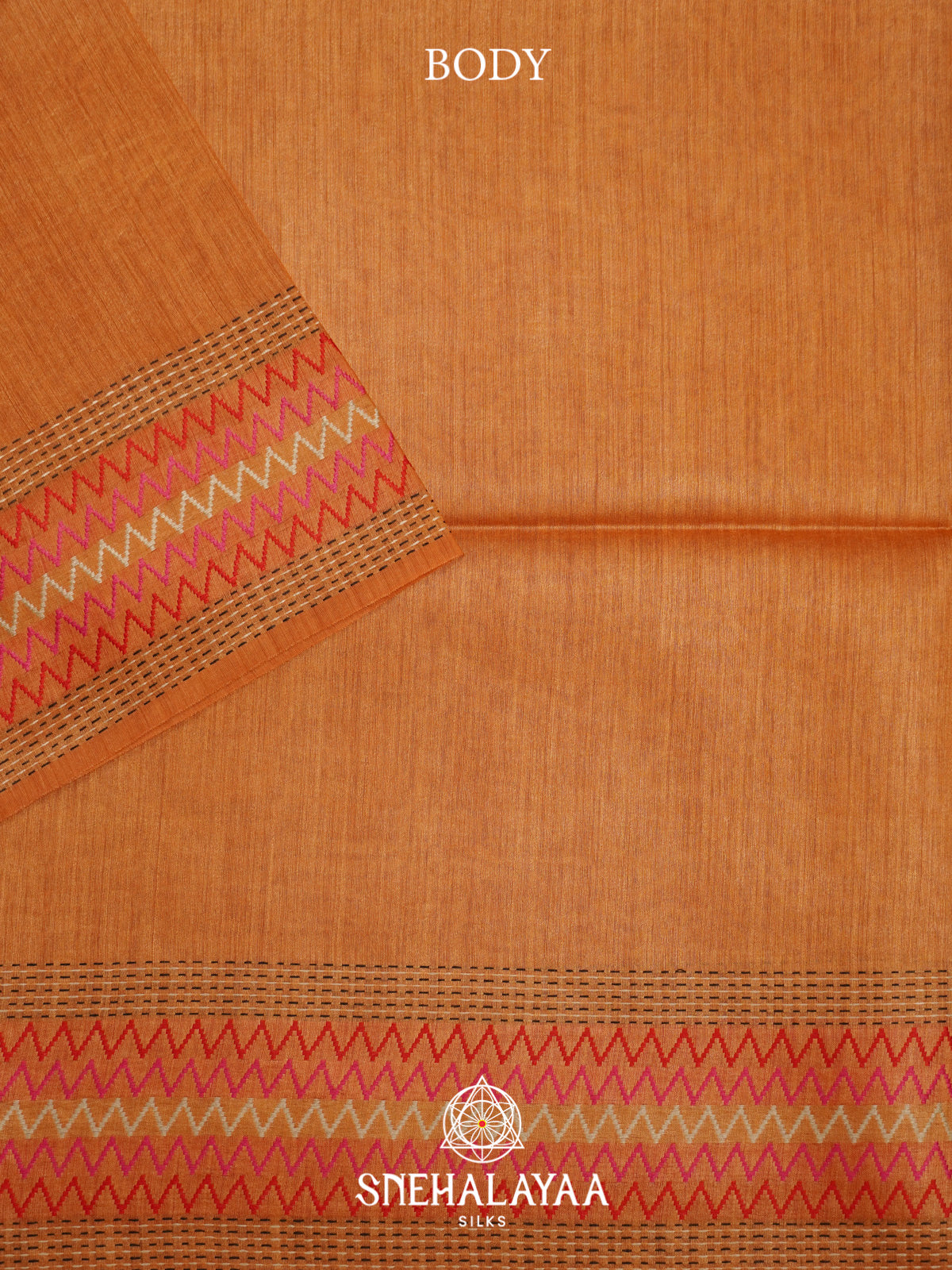 Orange Matka Tussar Silk Saree