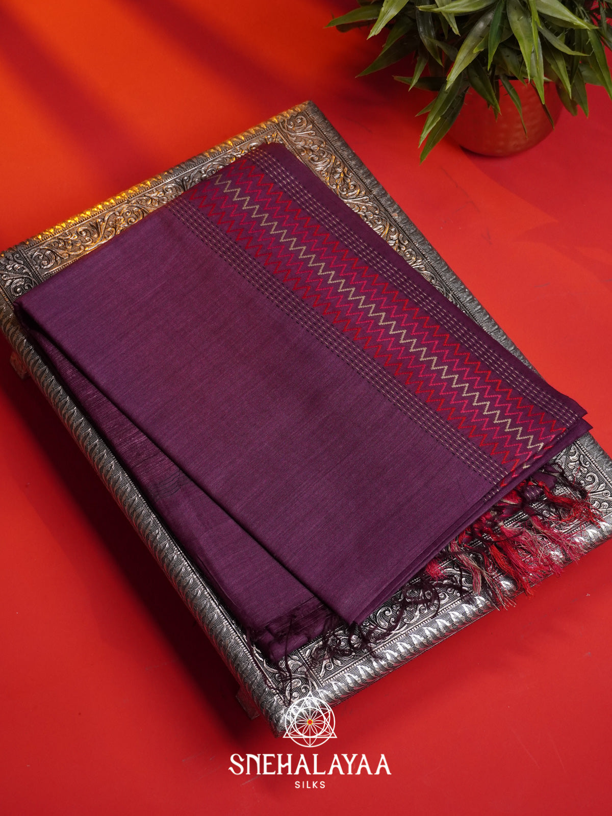 Purple Matka Tussar Silk Saree