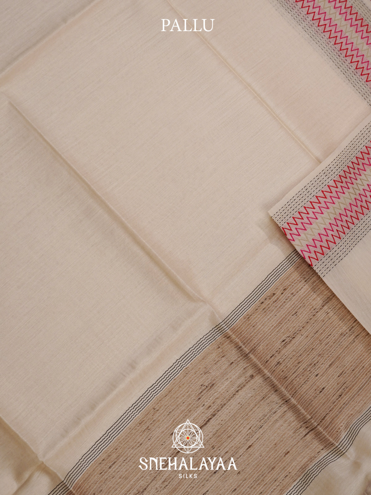Cream Matka Tussar Silk Saree
