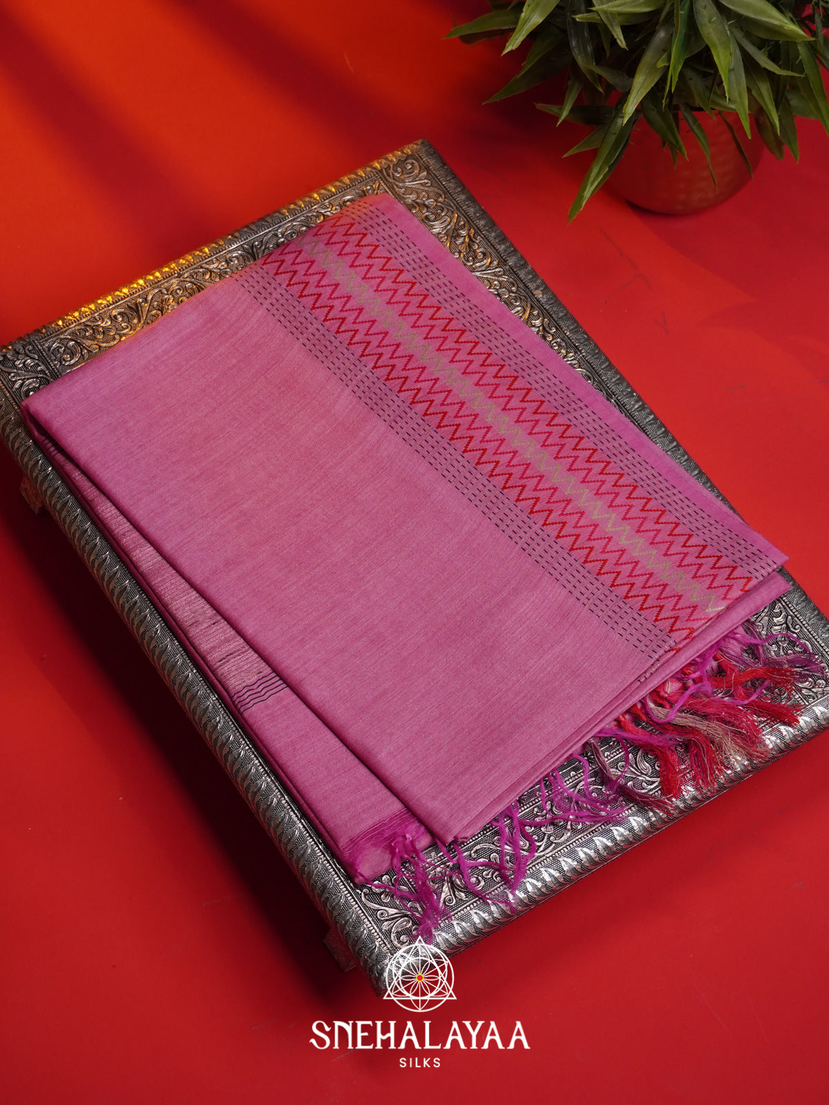 Pink Matka Tussar Silk Saree