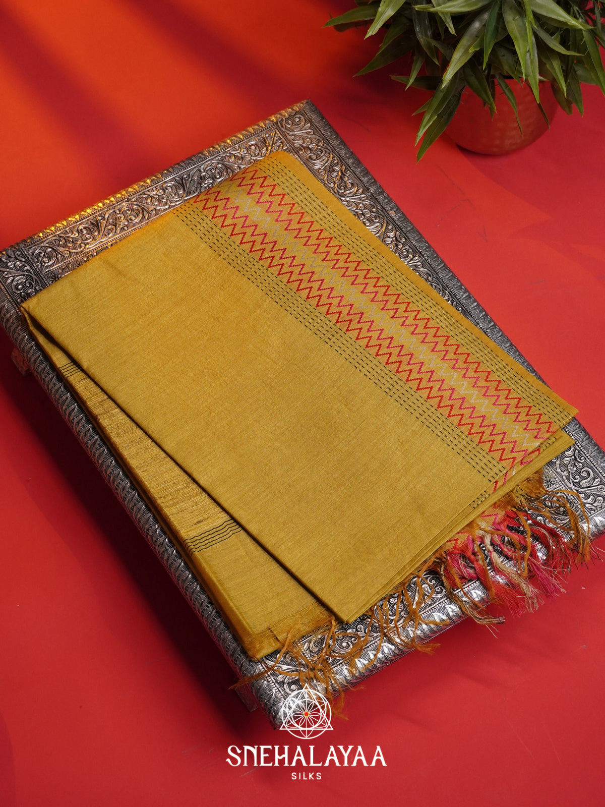 Yellow Matka Tussar Silk Saree