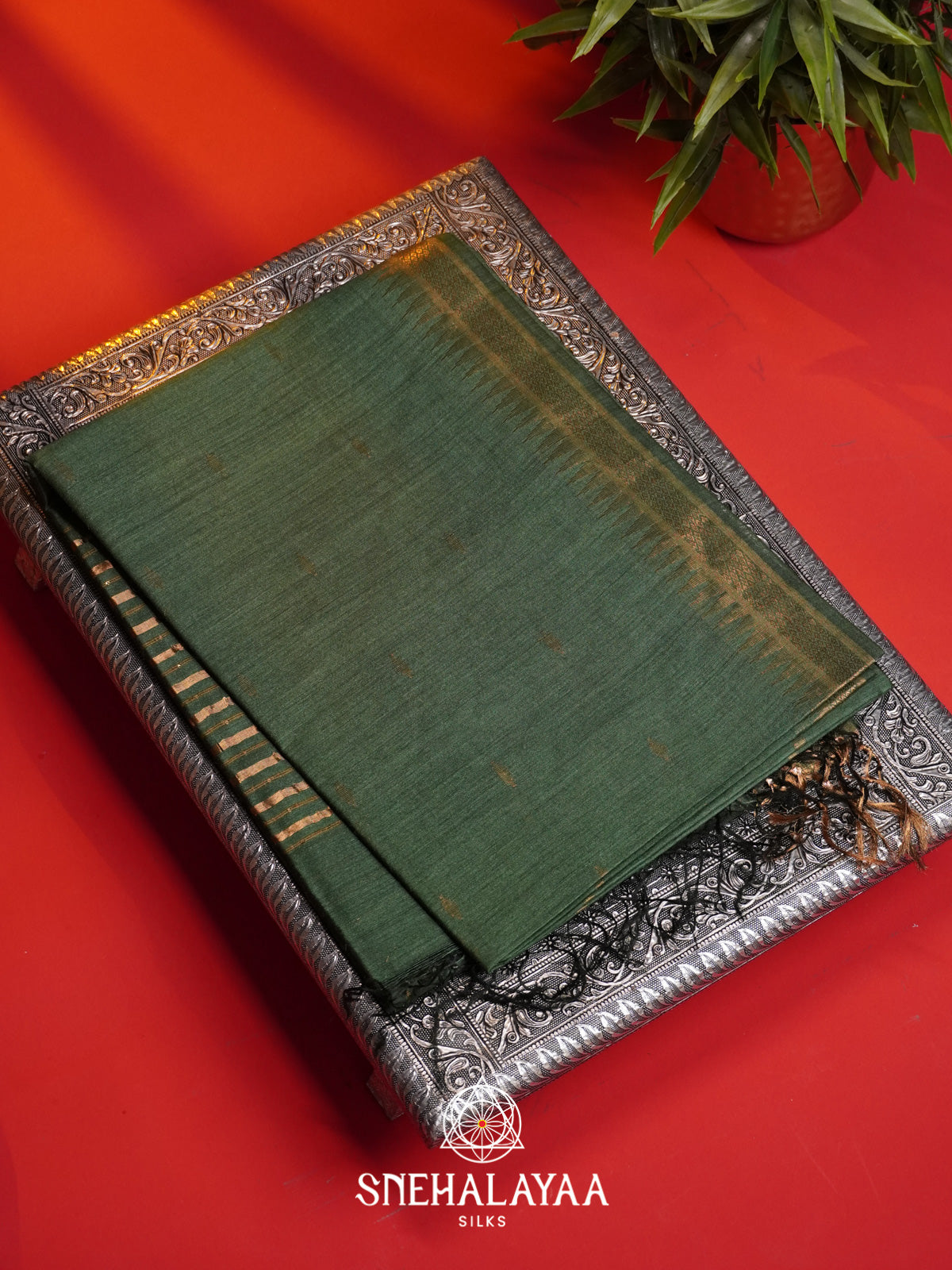 Green Matka Tussar Silk Saree
