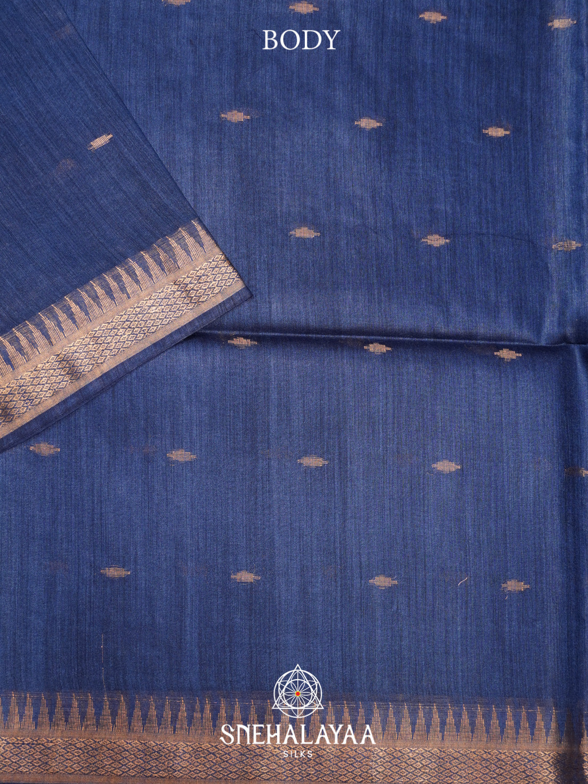 Navy Blue Matka Tussar Silk Saree