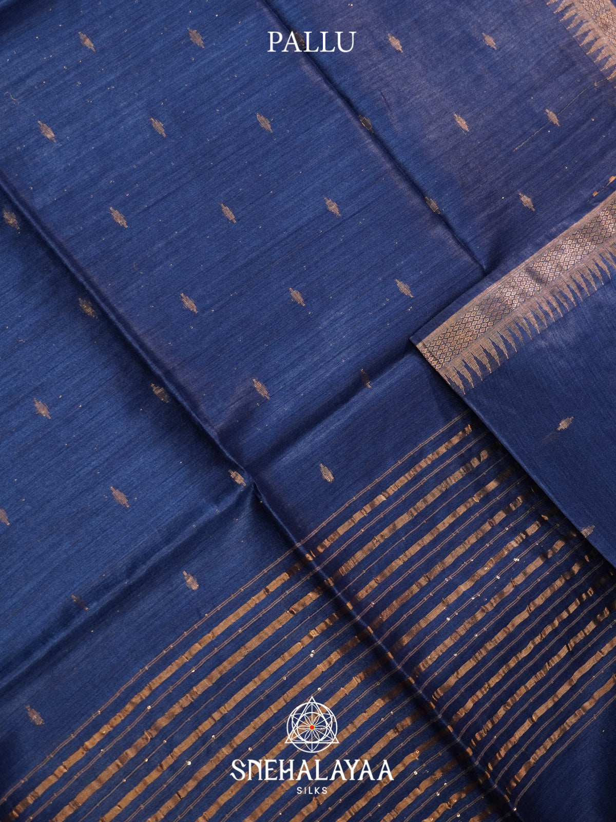 Navy Blue Matka Tussar Silk Saree