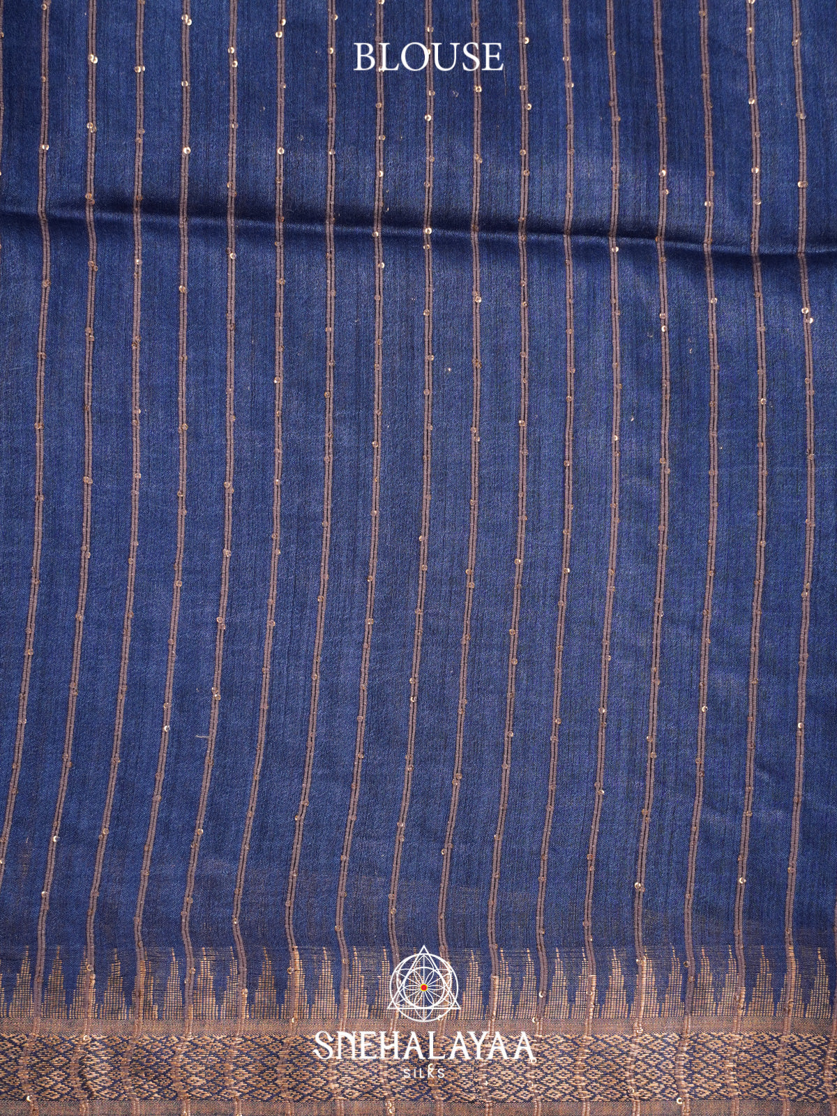 Navy Blue Matka Tussar Silk Saree