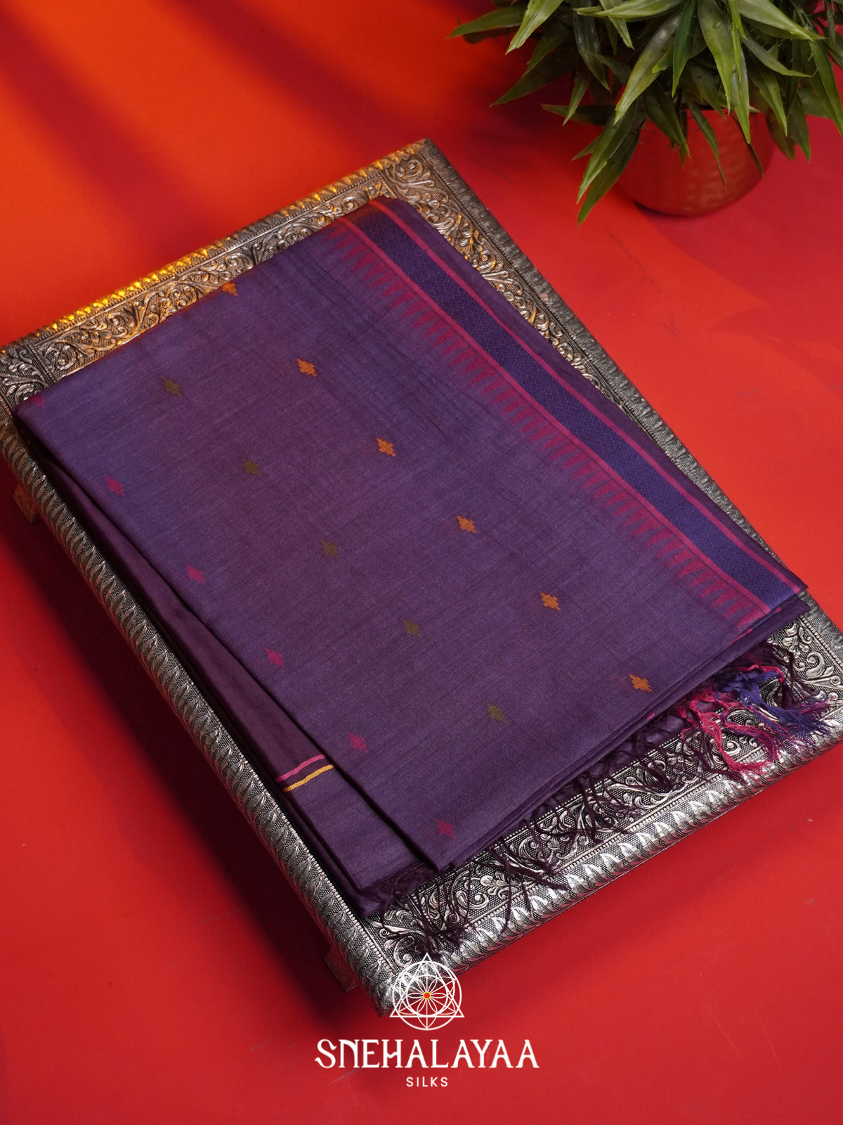 Purple Matka Tussar Silk Saree