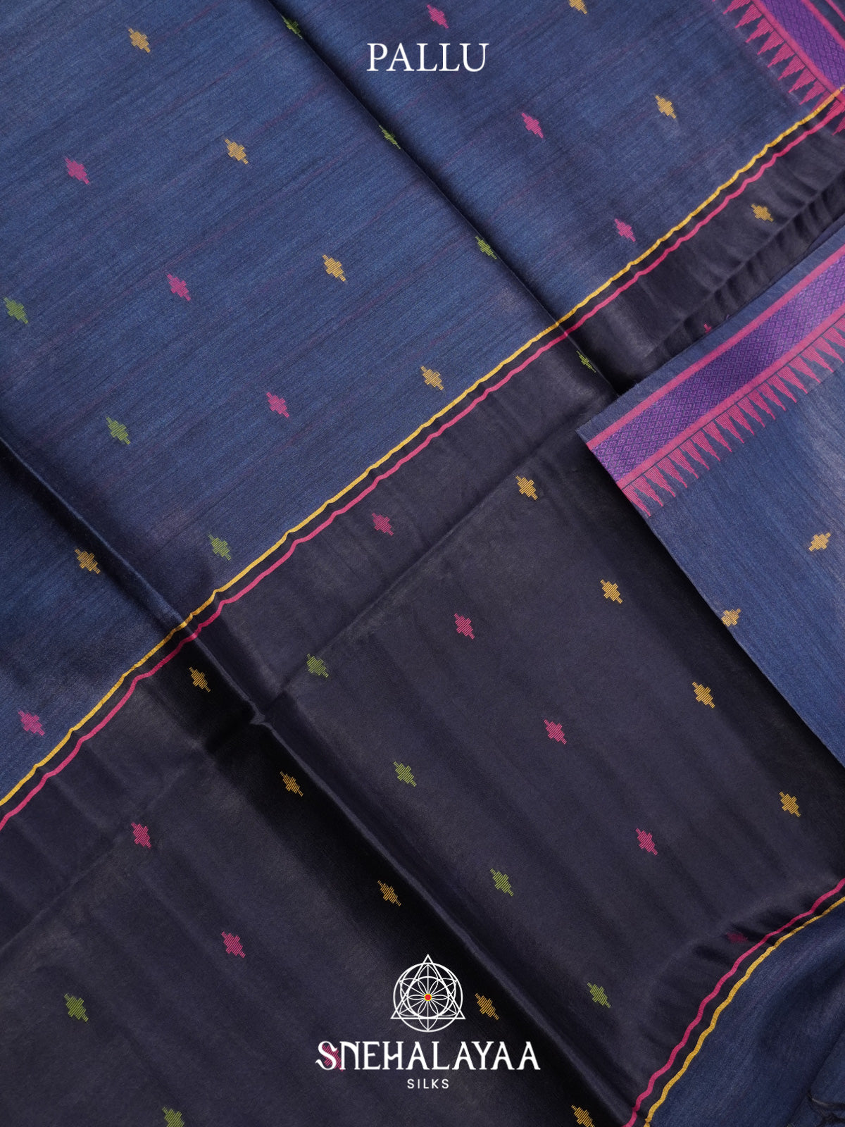 Navy Blue Matka Tussar Silk Saree