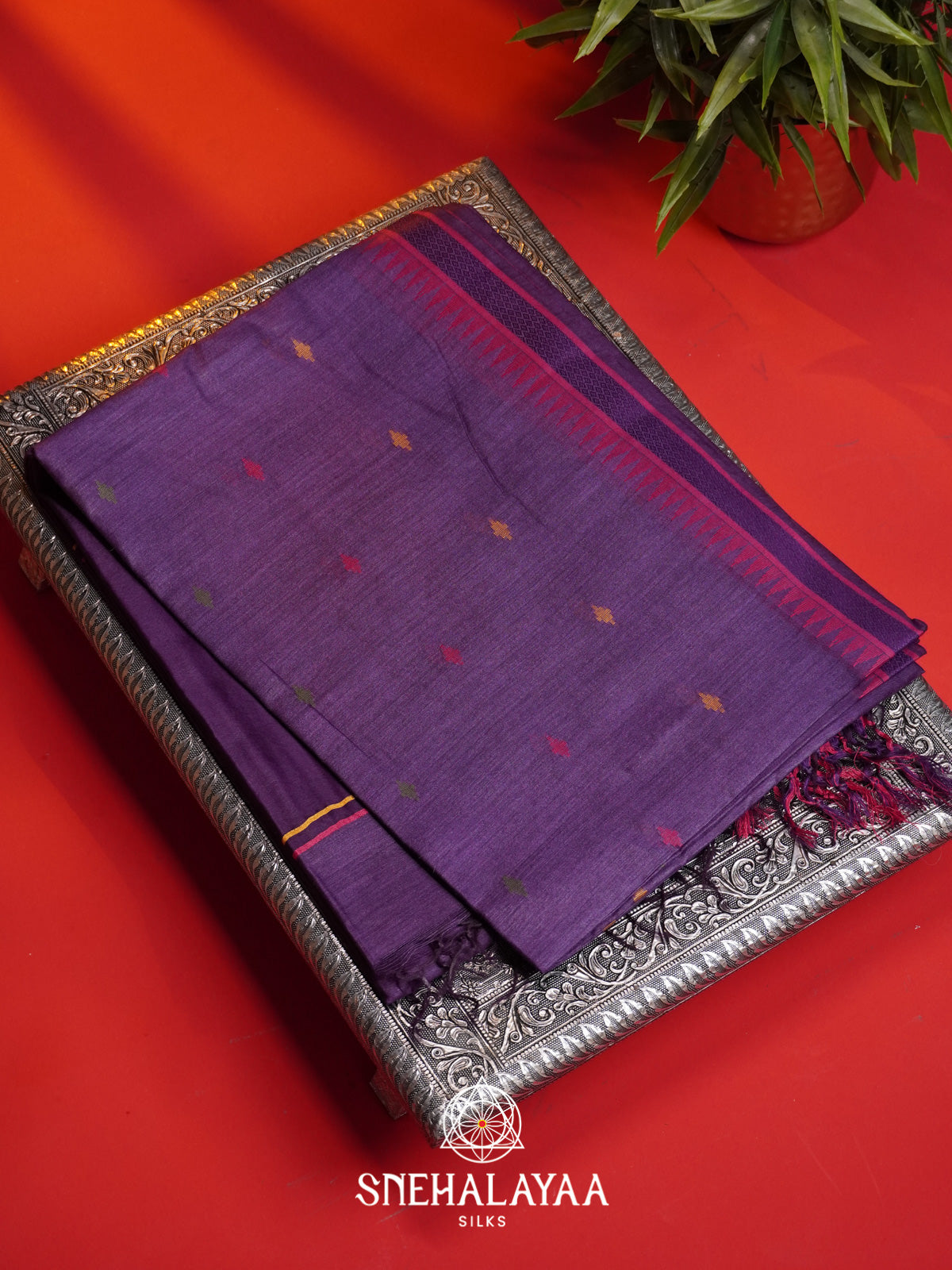 Purple Matka Tussar Silk Saree