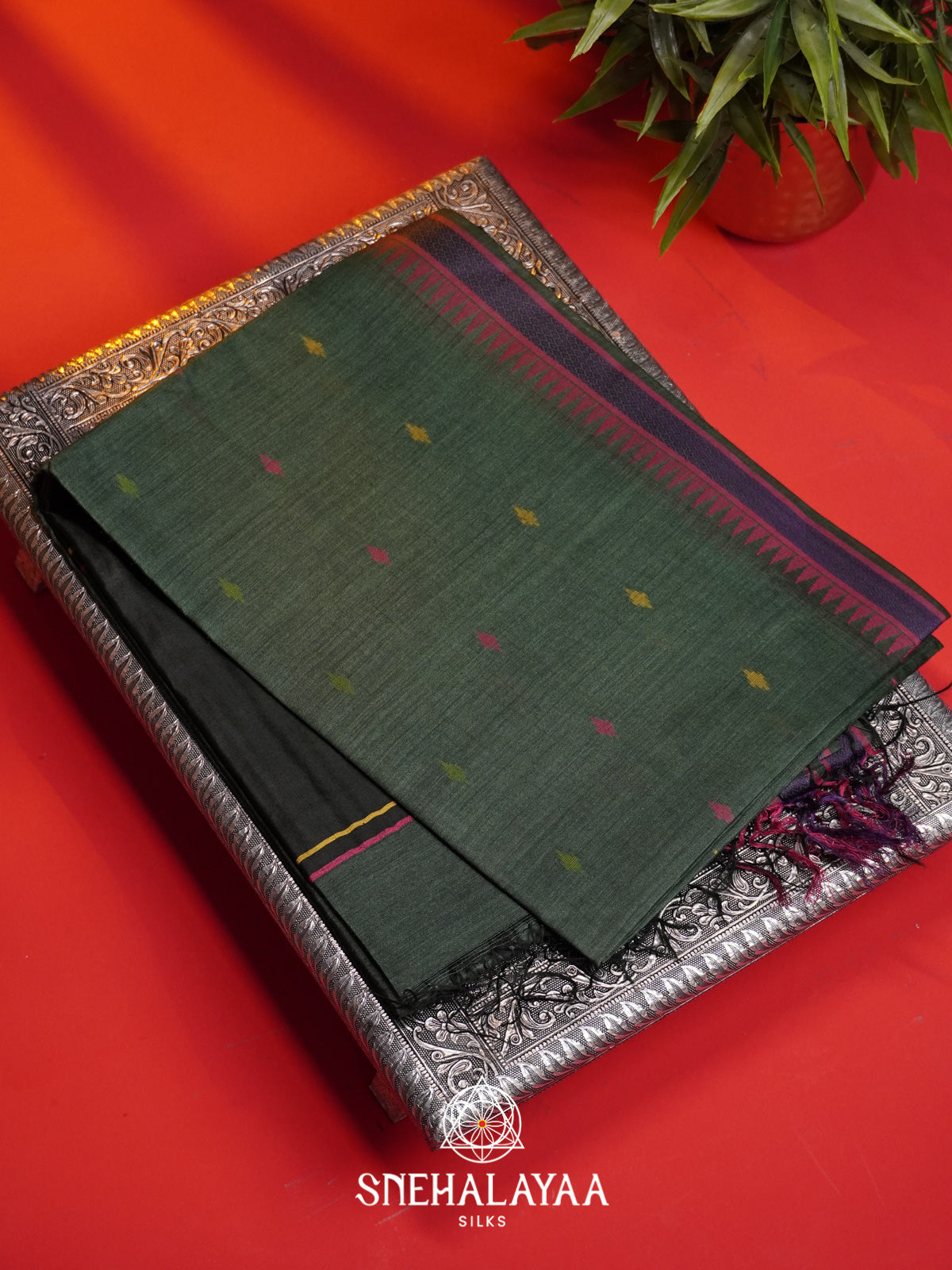 Green Matka Tussar Silk Saree